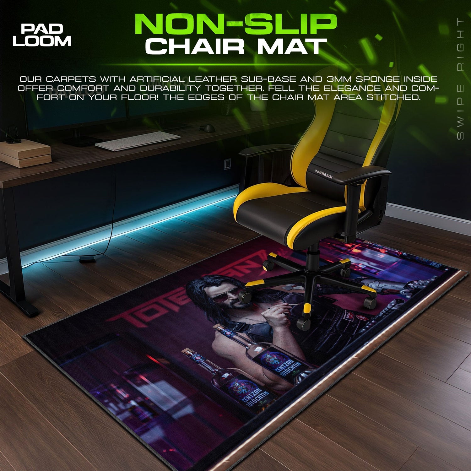 Cyberpunk 2077 Mouse Pad, Johnny Silverhand Bar Scene Game Desk Mat Padloom