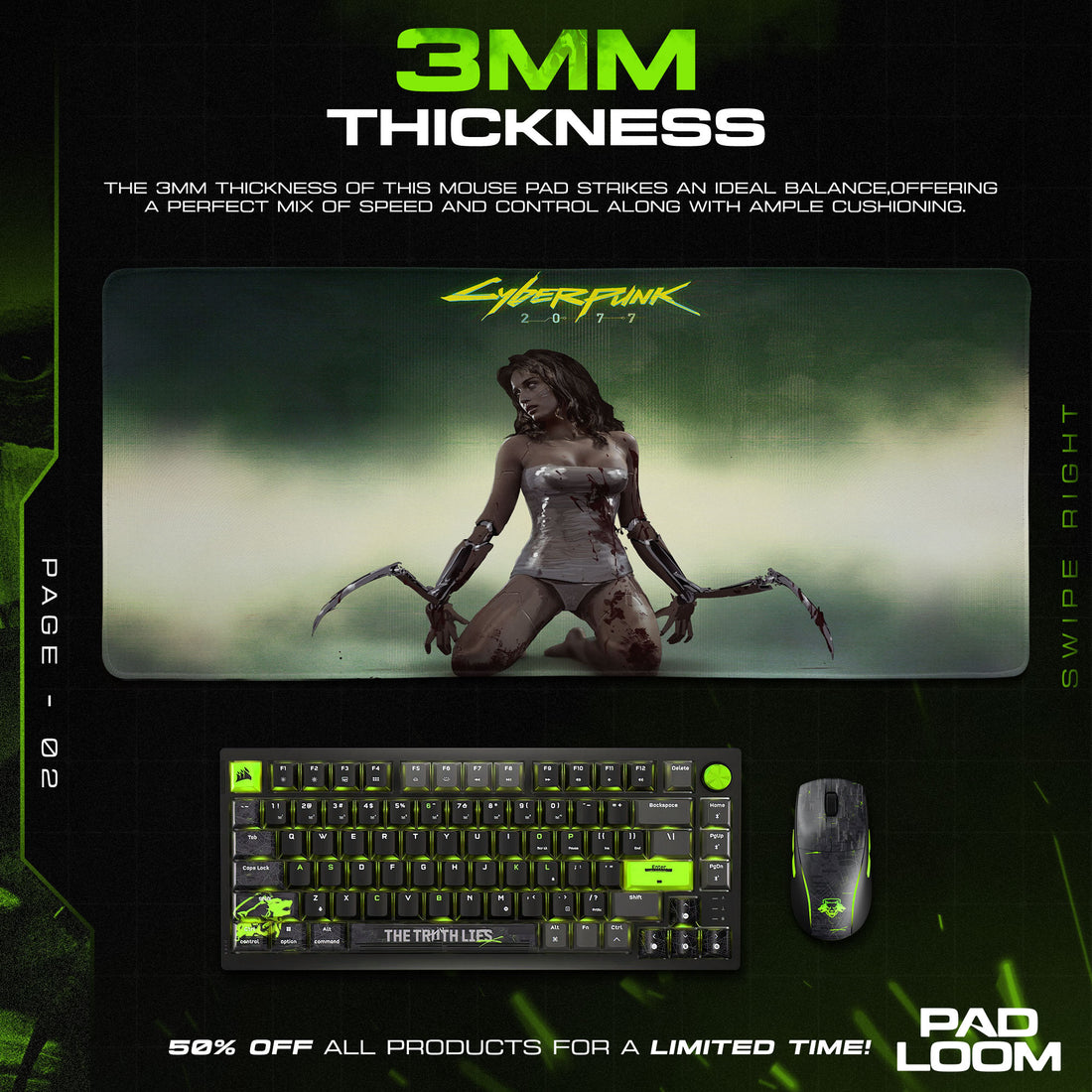 Cyberpunk 2077 Mouse Pad, Mantis Blade Lethal Game Desk Mat