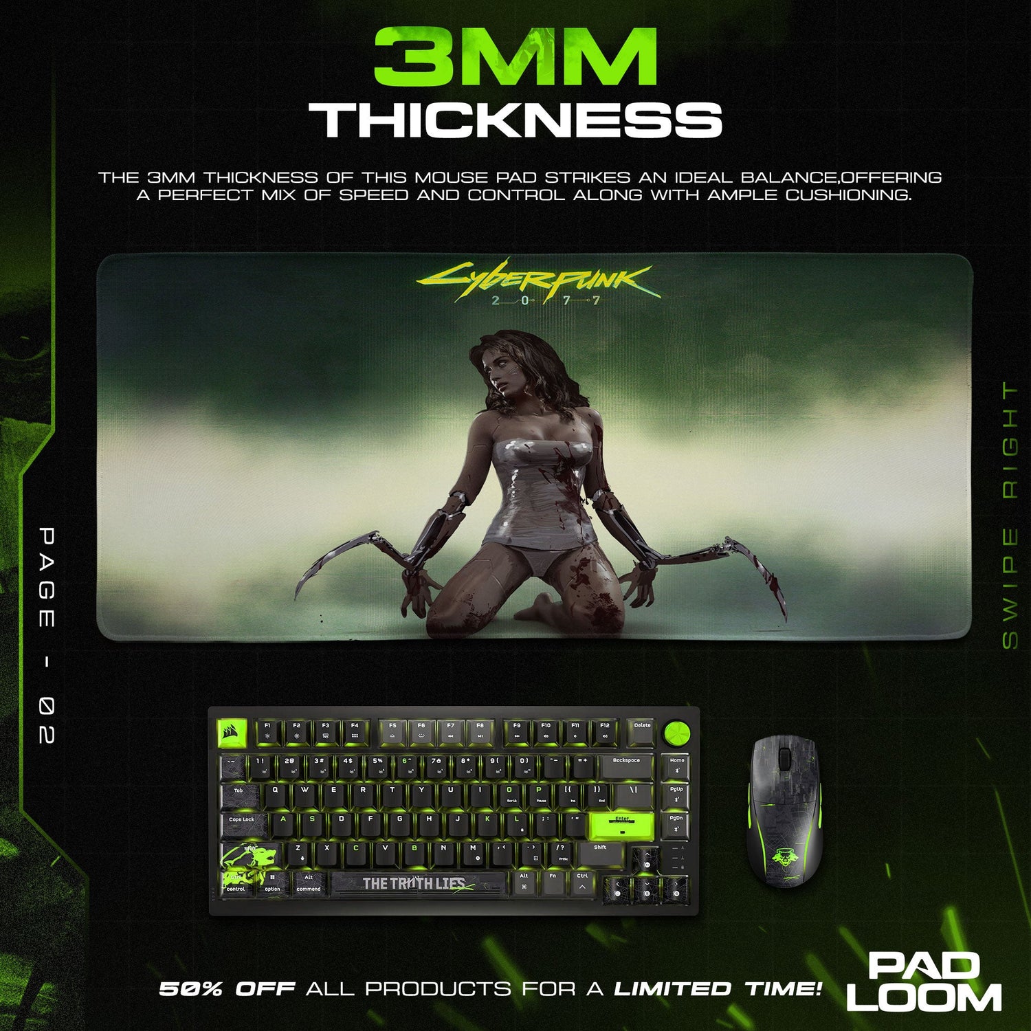 Cyberpunk 2077 Mouse Pad, Mantis Blade Lethal Game Desk Mat Padloom