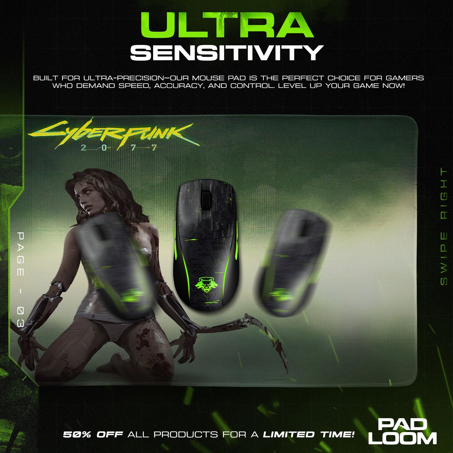 Cyberpunk 2077 Mouse Pad, Mantis Blade Lethal Game Desk Mat Padloom