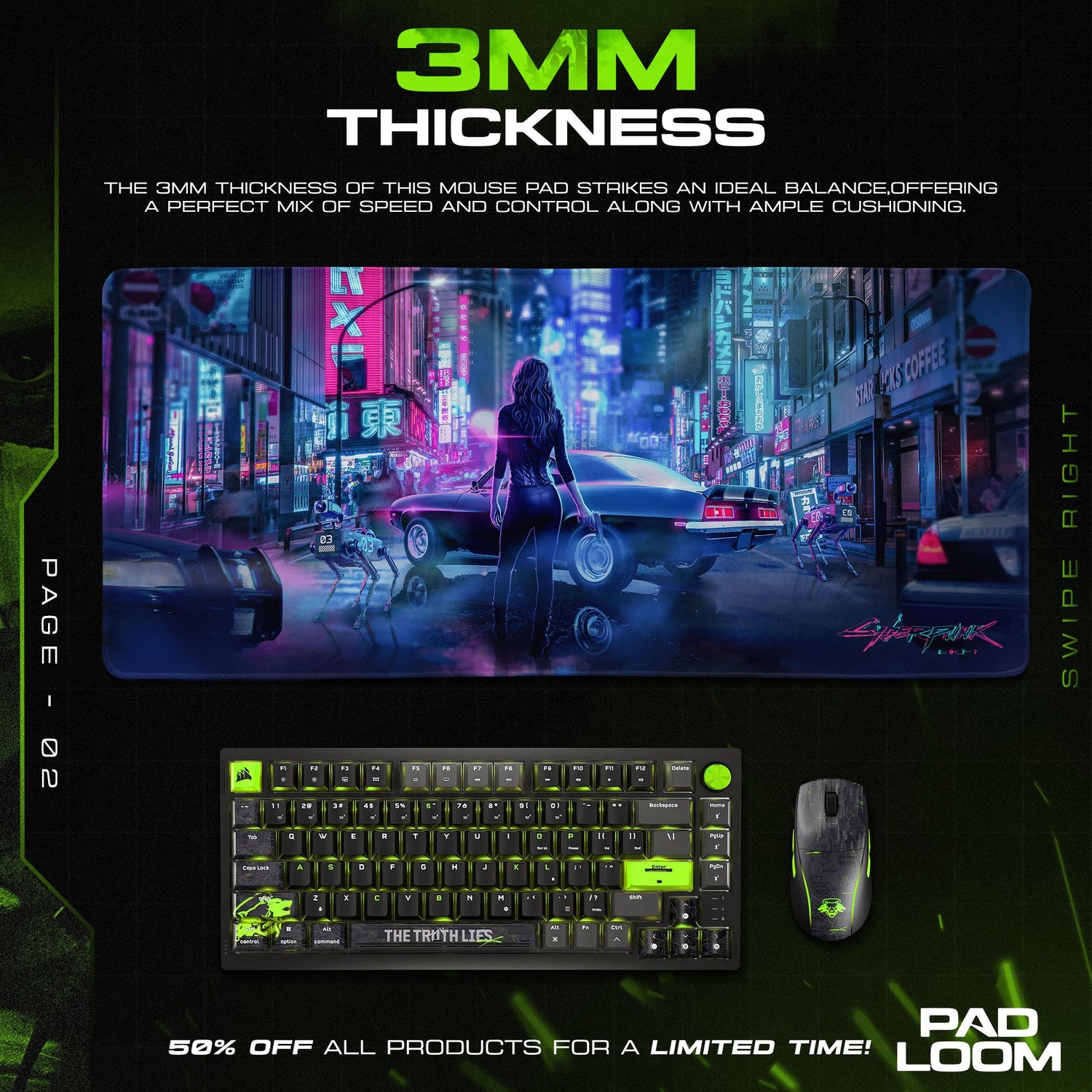 Cyberpunk 2077 Mouse Pad, Neon Alley Standoff Game Desk Mat Padloom