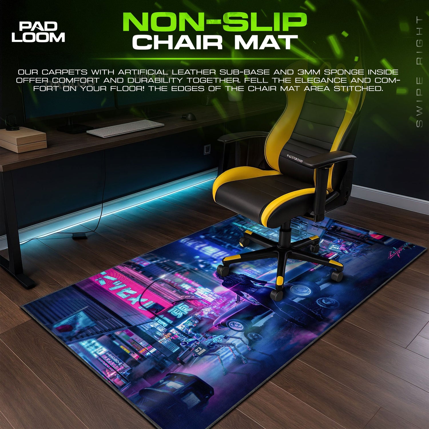 Cyberpunk 2077 Mouse Pad, Neon Alley Standoff Game Desk Mat Padloom
