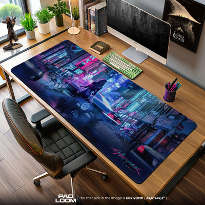 Cyberpunk 2077 Mouse Pad, Neon Alley Standoff Game Desk Mat
