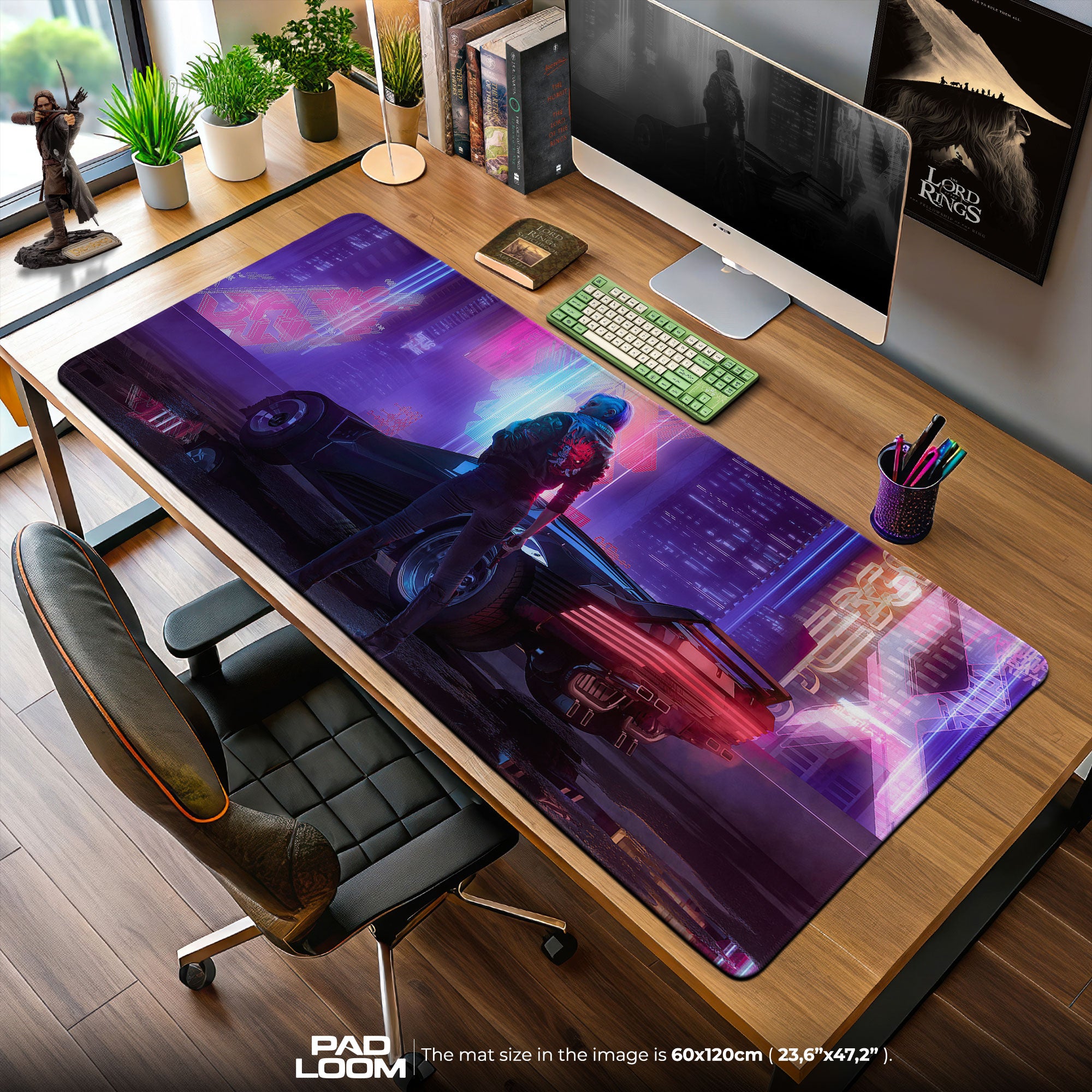 Cyberpunk 2077 Mouse Pad, Neon Streets Rider Game Desk Mat
