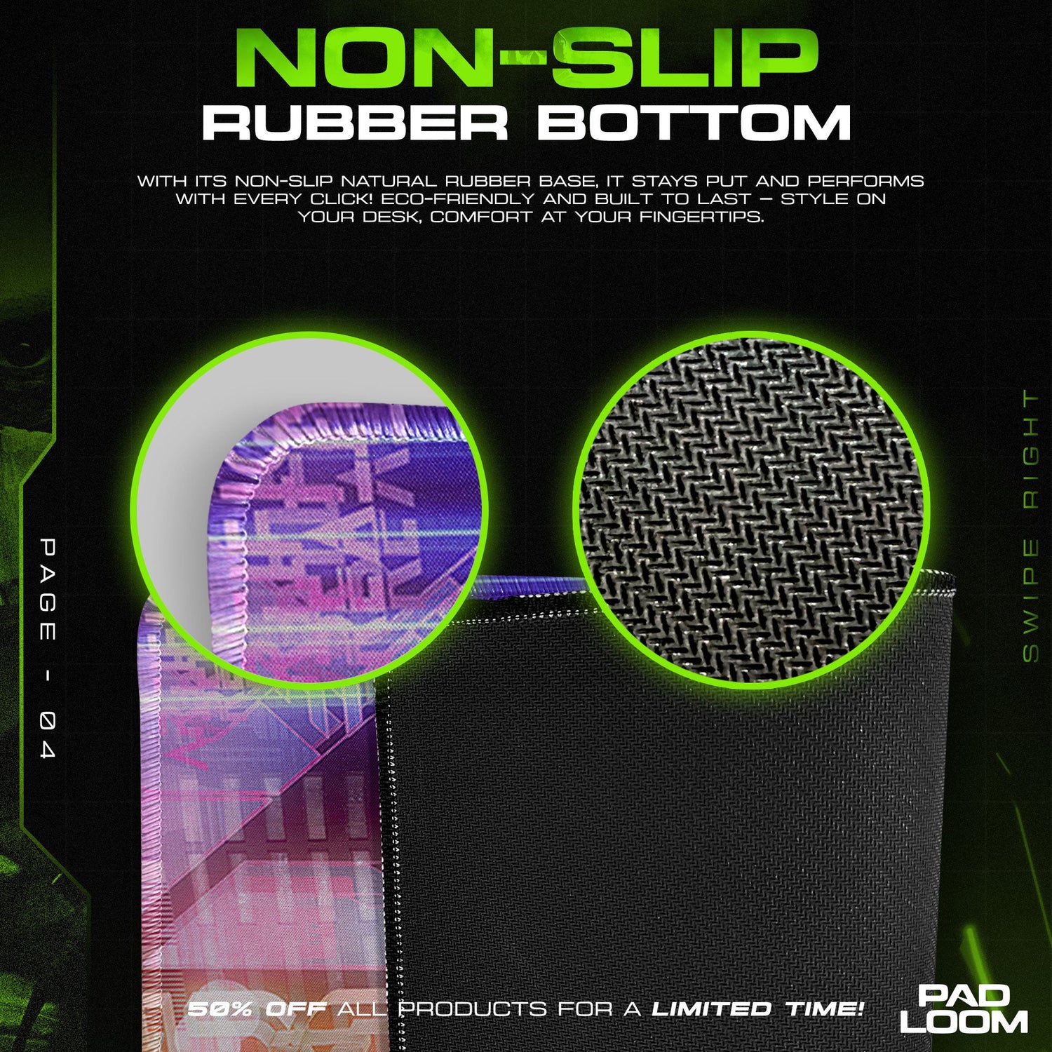 Cyberpunk 2077 Mouse Pad, Neon Streets Rider Game Desk Mat Padloom