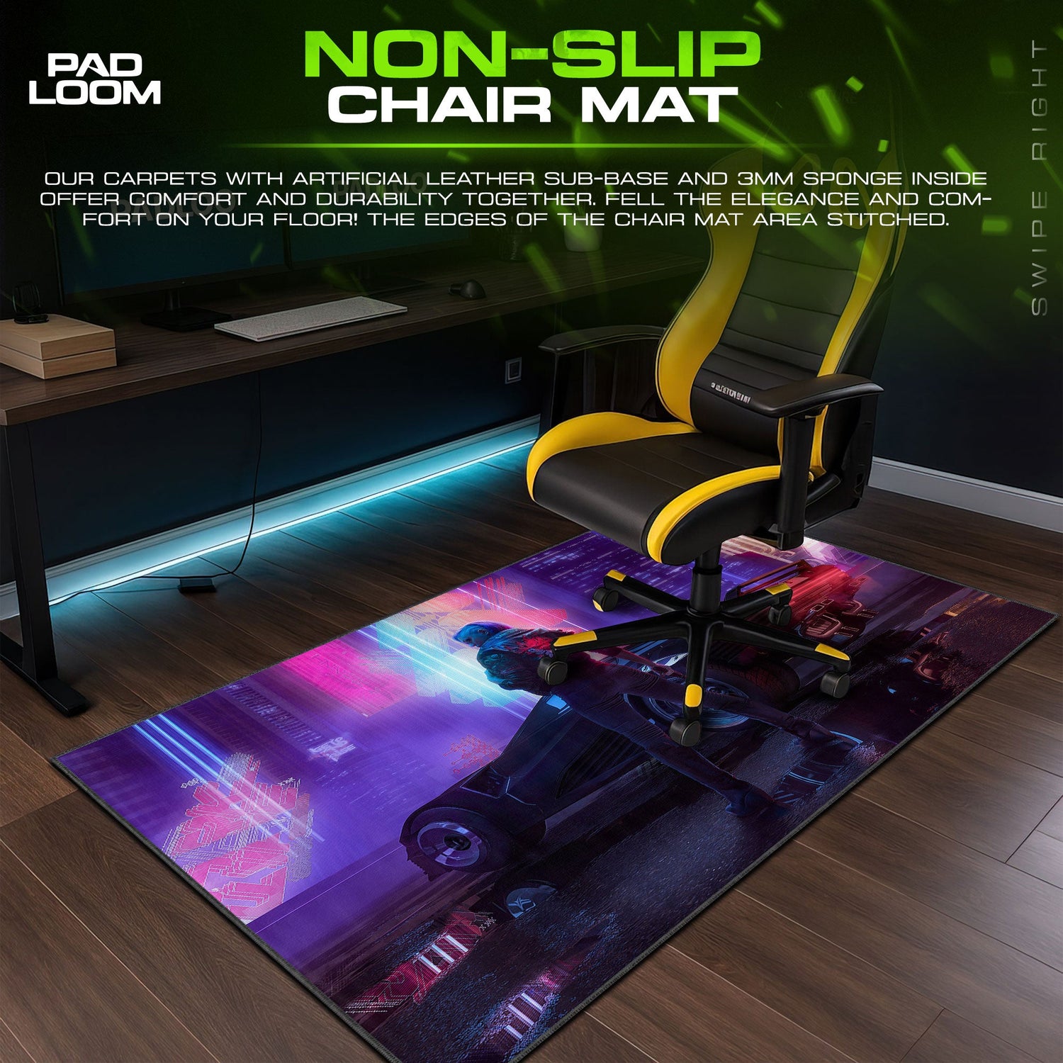 Cyberpunk 2077 Mouse Pad, Neon Streets Rider Game Desk Mat Padloom