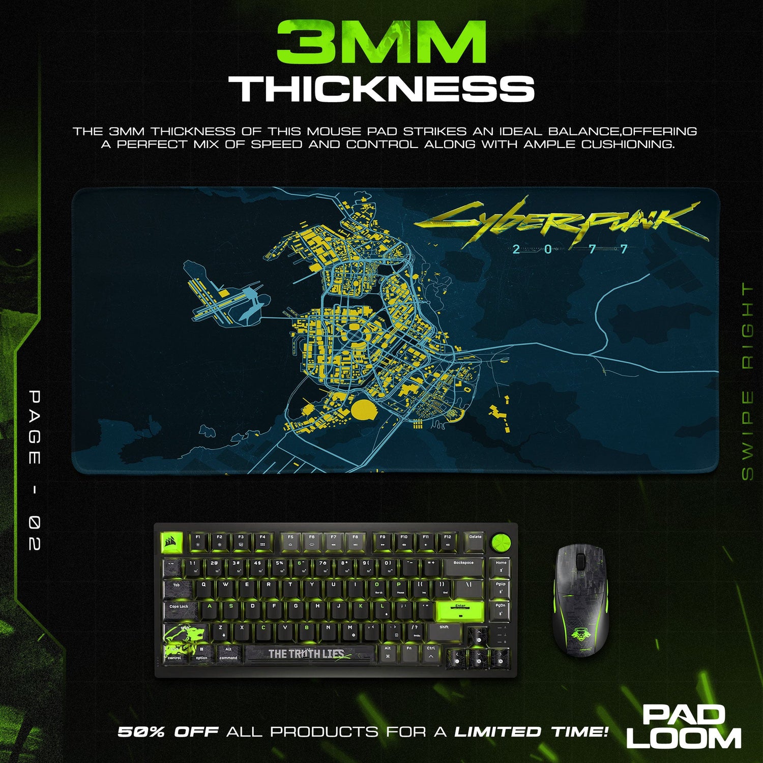 Cyberpunk 2077 Mouse Pad, Night City Map Game Desk Mat Padloom