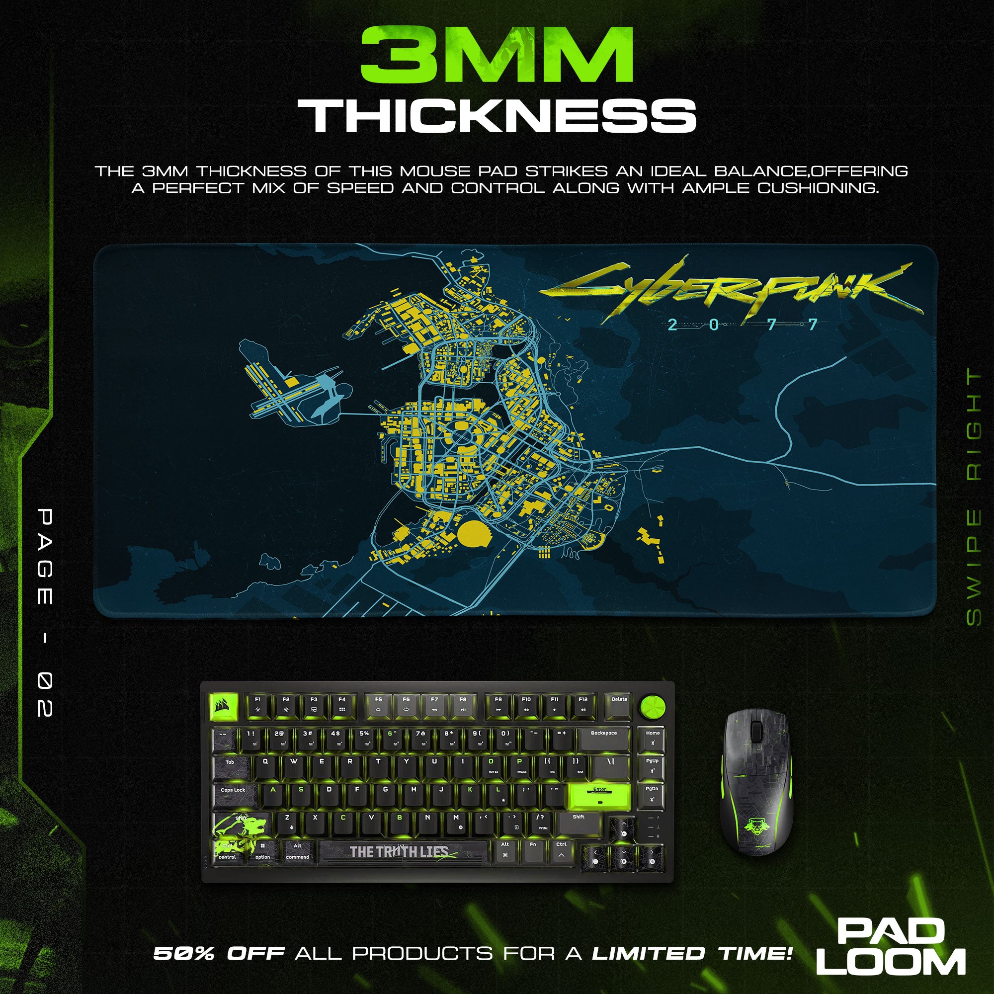 Cyberpunk 2077 Mouse Pad, Night City Map Game Desk Mat