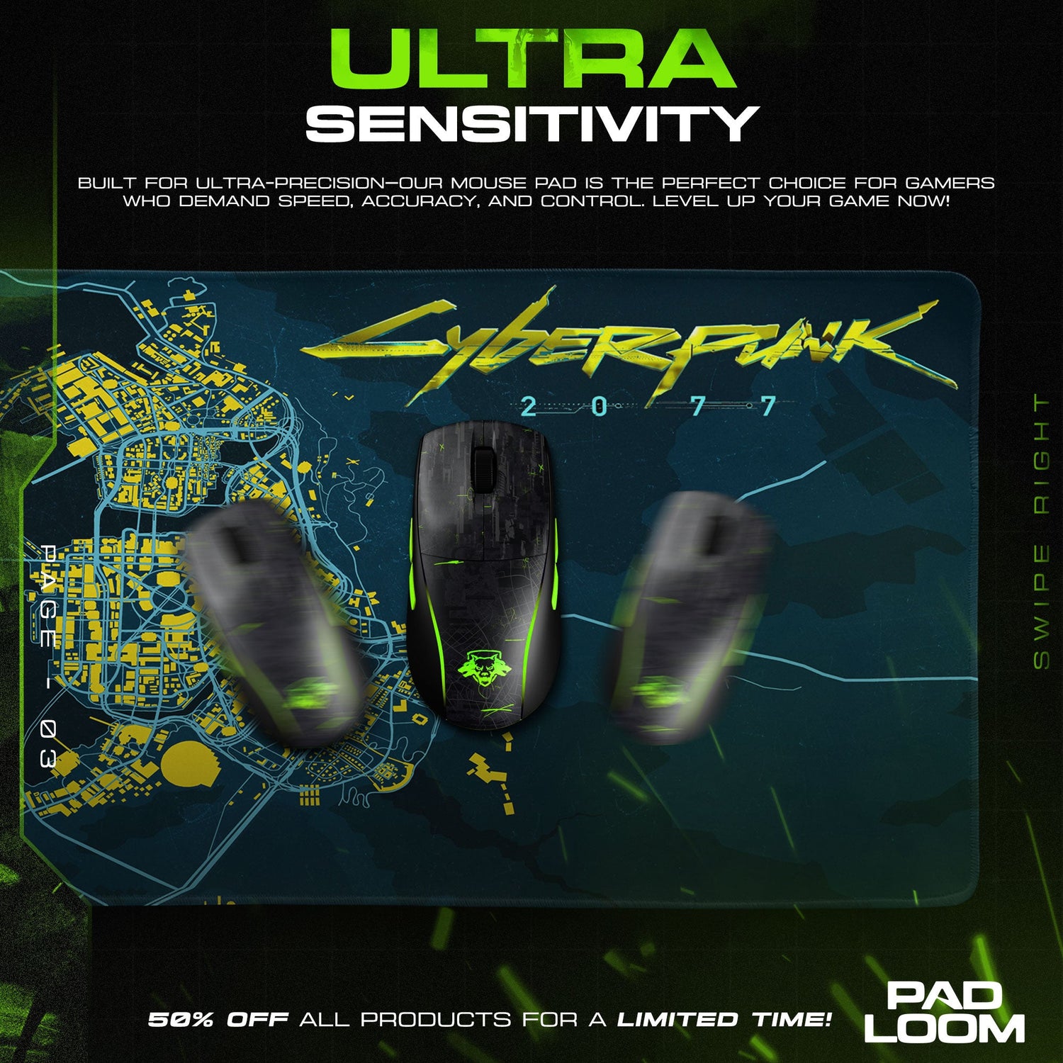 Cyberpunk 2077 Mouse Pad, Night City Map Game Desk Mat Padloom