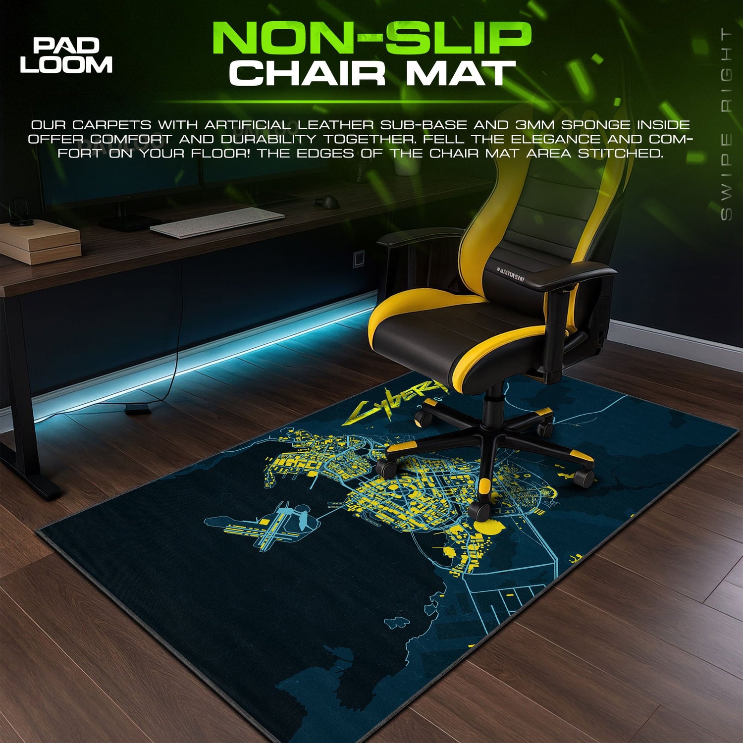Cyberpunk 2077 Mouse Pad, Night City Map Game Desk Mat Padloom