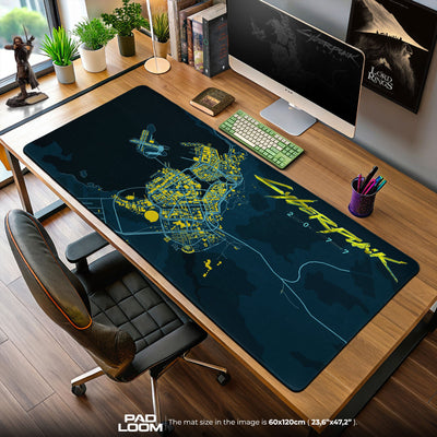 Cyberpunk 2077 Mouse Pad, Night City Map Game Desk Mat