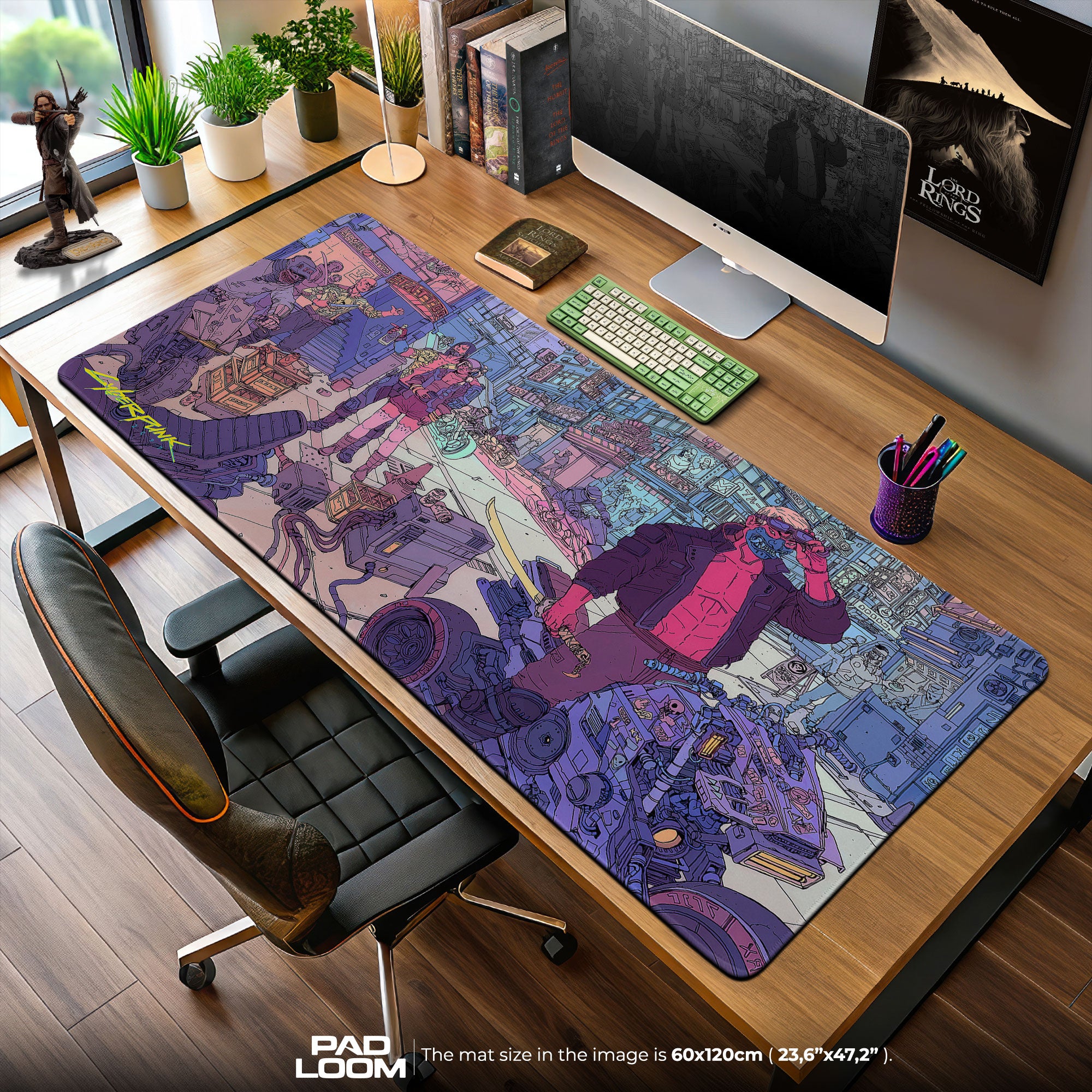 Cyberpunk Mouse Pad, Futuristic City Gamer Desk Mat