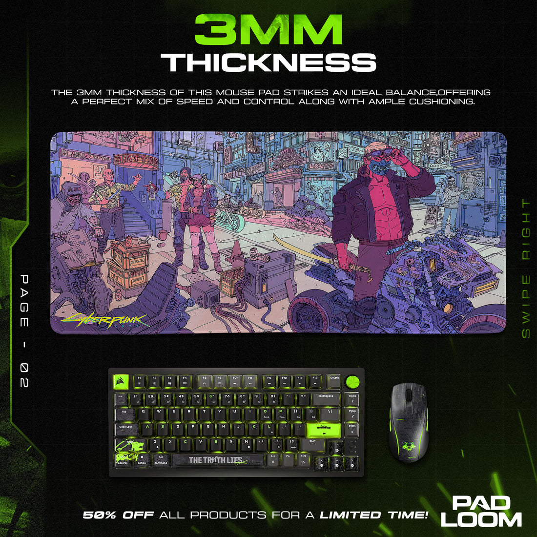 Cyberpunk Mouse Pad, Futuristic City Gamer Desk Mat