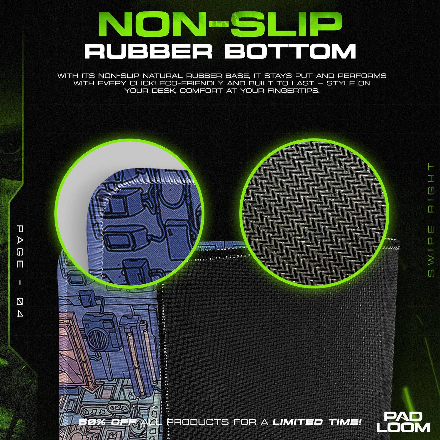 Cyberpunk Mouse Pad, Futuristic City Gamer Desk Mat Padloom
