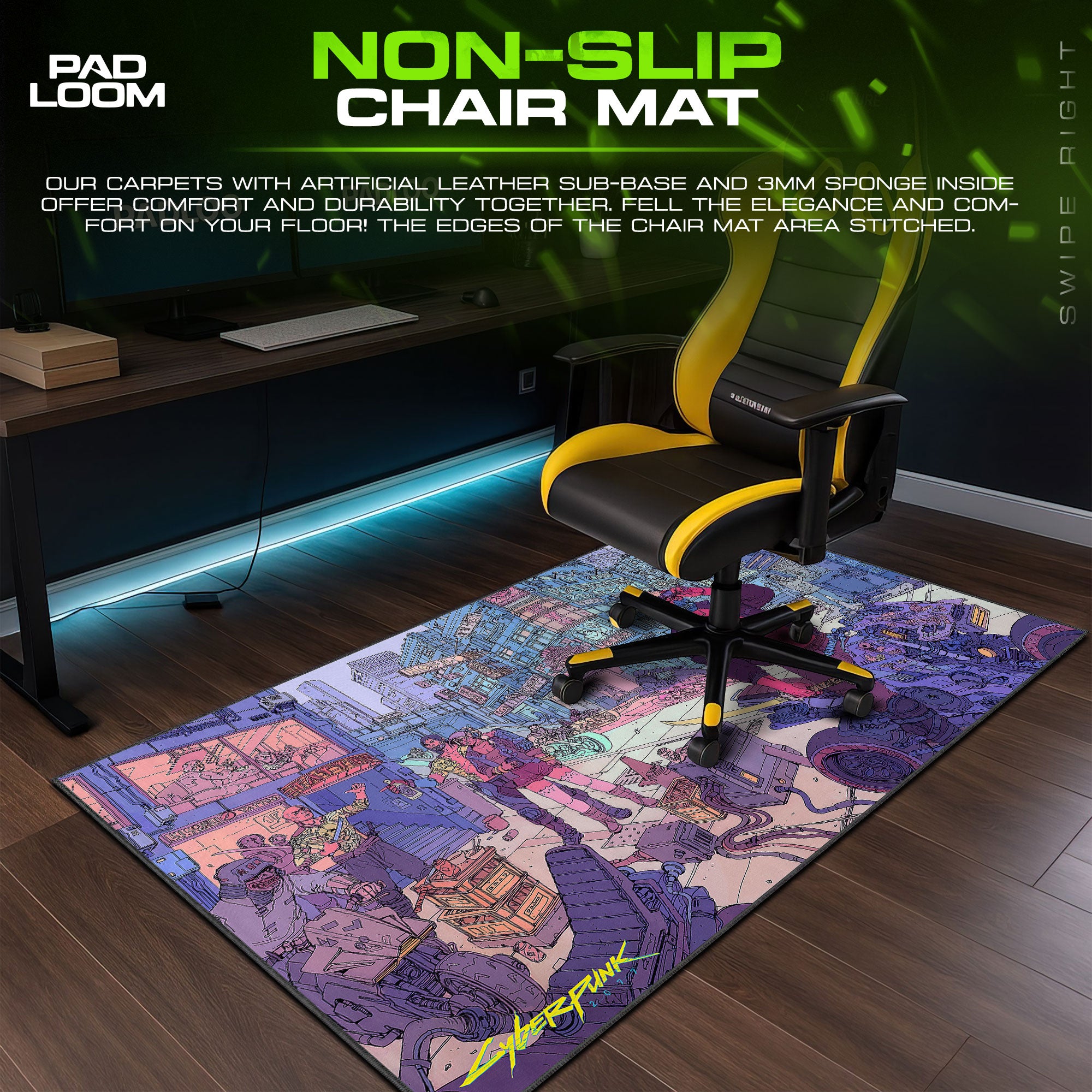 Cyberpunk Mouse Pad, Futuristic City Gamer Desk Mat