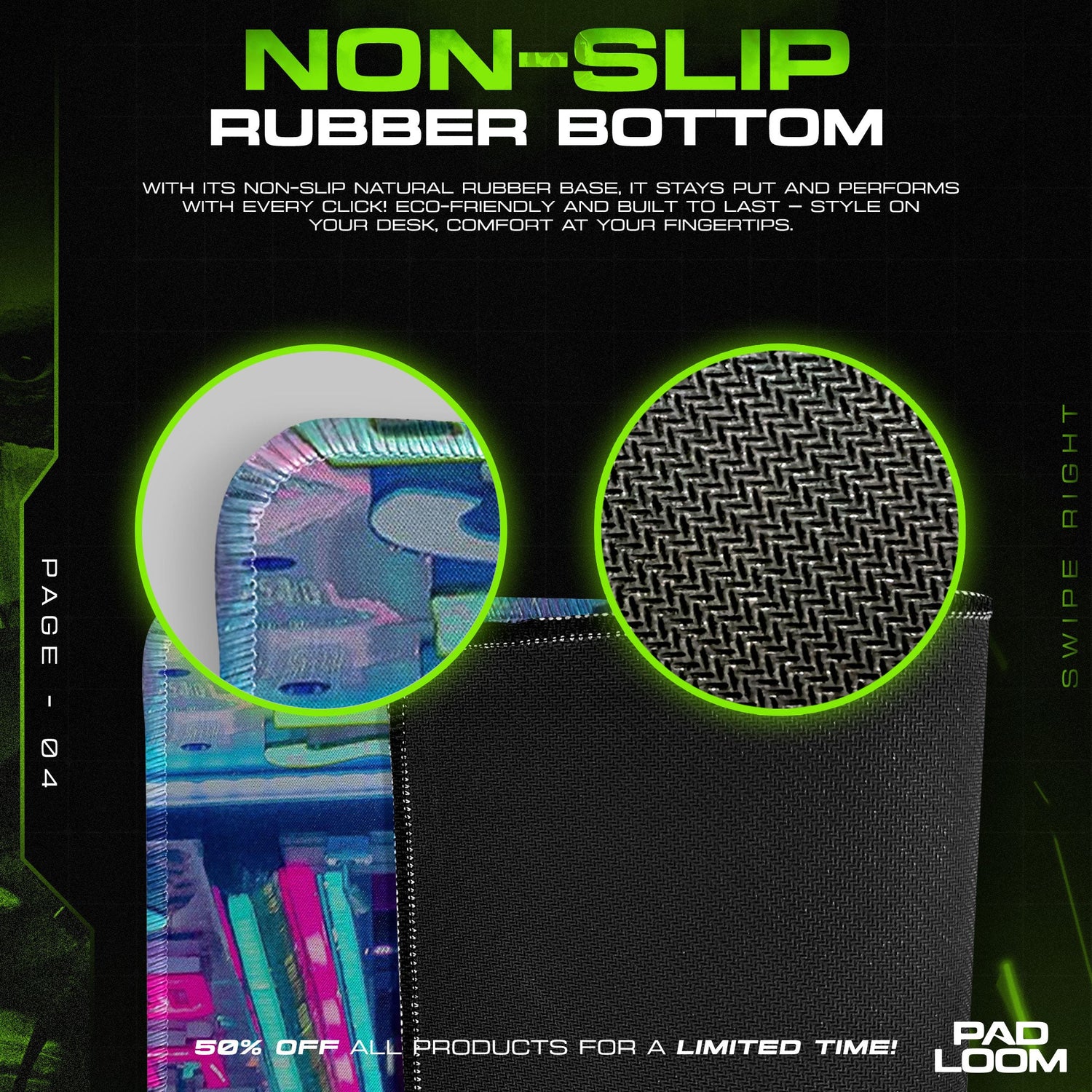 Cyberpunk Mouse Pad, Neon City Streets Gaming Desk Mat Padloom