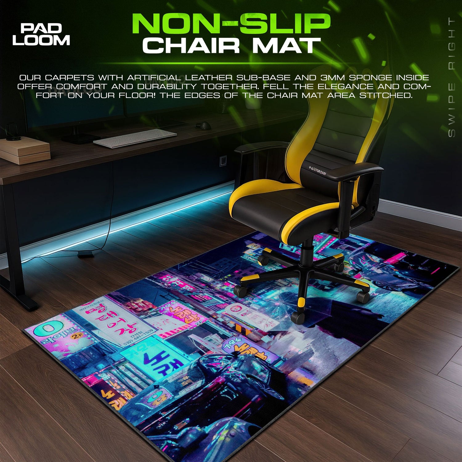 Cyberpunk Mouse Pad, Neon City Streets Gaming Desk Mat Padloom