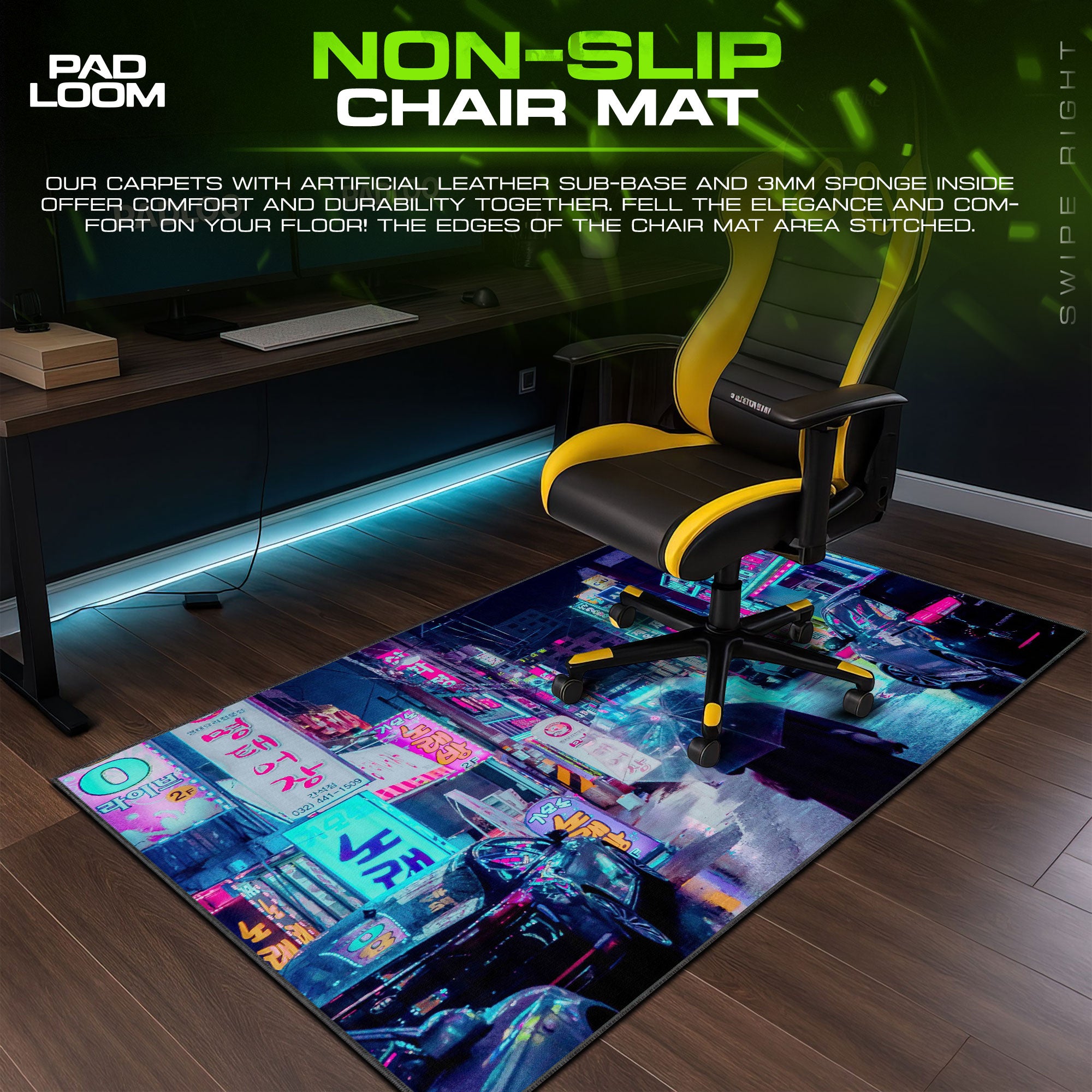 Cyberpunk Mouse Pad, Neon City Streets Gaming Desk Mat
