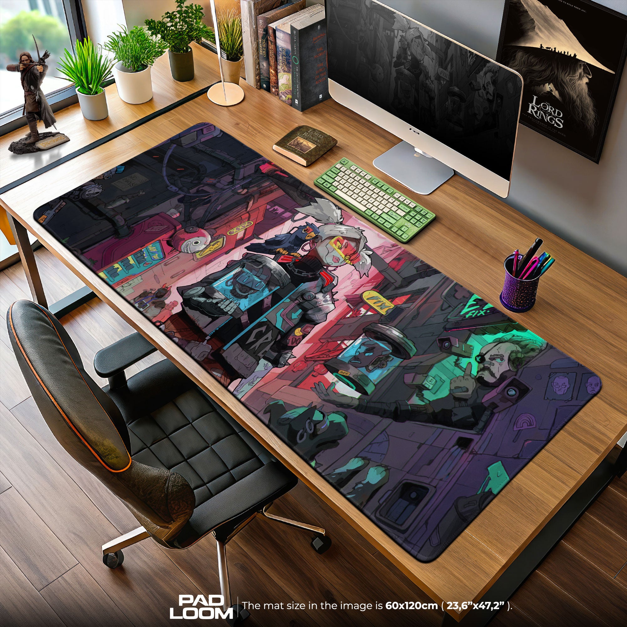 Cyberpunk Mouse Pad, Neon Street Art Gamer Desk Mat