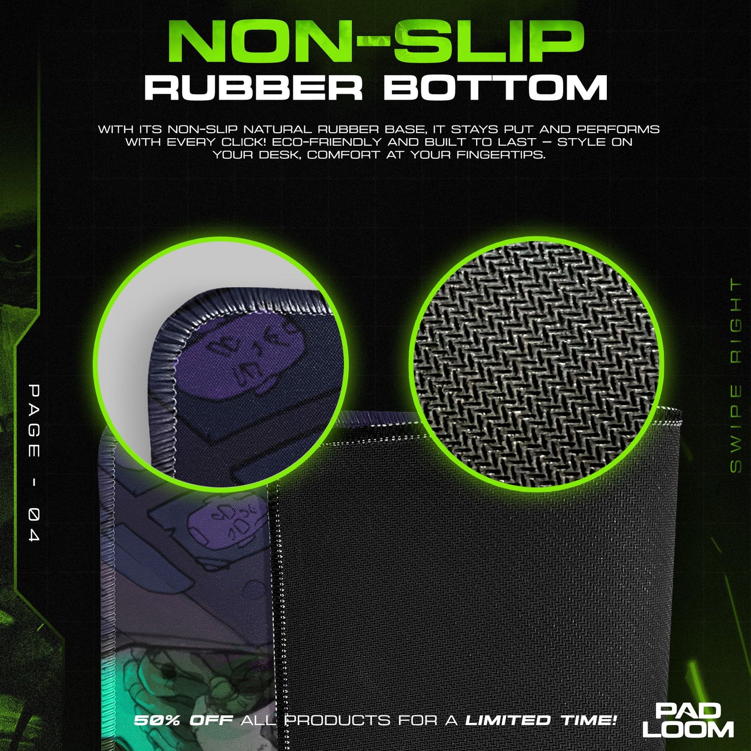 Cyberpunk Mouse Pad, Neon Street Art Gamer Desk Mat Padloom