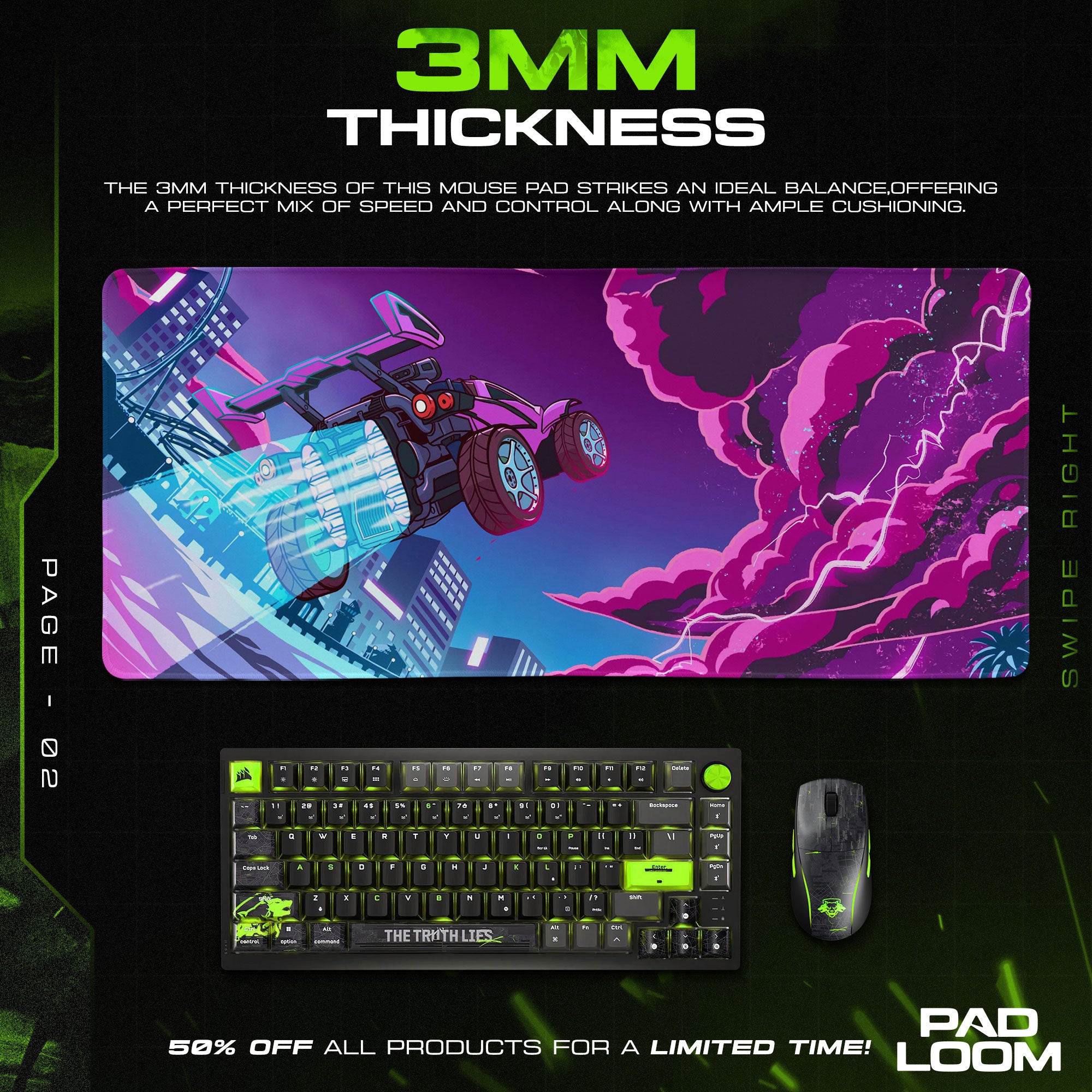 Cyberpunk Neon Racer Mauspad, Gamer Schreibtischmatte