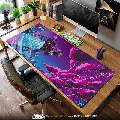 Cyberpunk Neon Racer Mouse Pad, Gamer Desk Mat