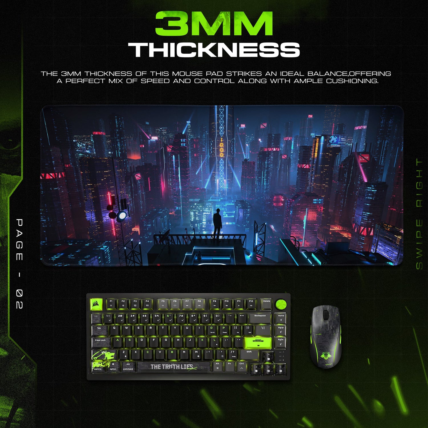 Cyberpunk Neon Skyline Vigil Mouse Pad – Gaming Desk Mat Padloom