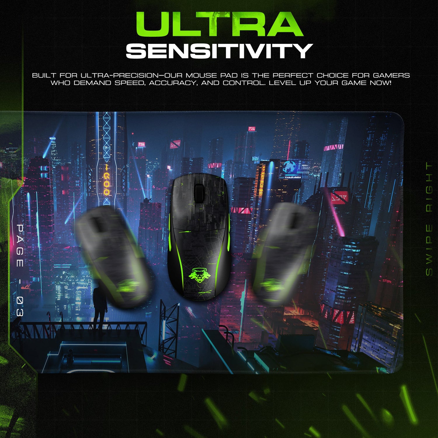 Cyberpunk Neon Skyline Vigil Mouse Pad – Gaming Desk Mat Padloom