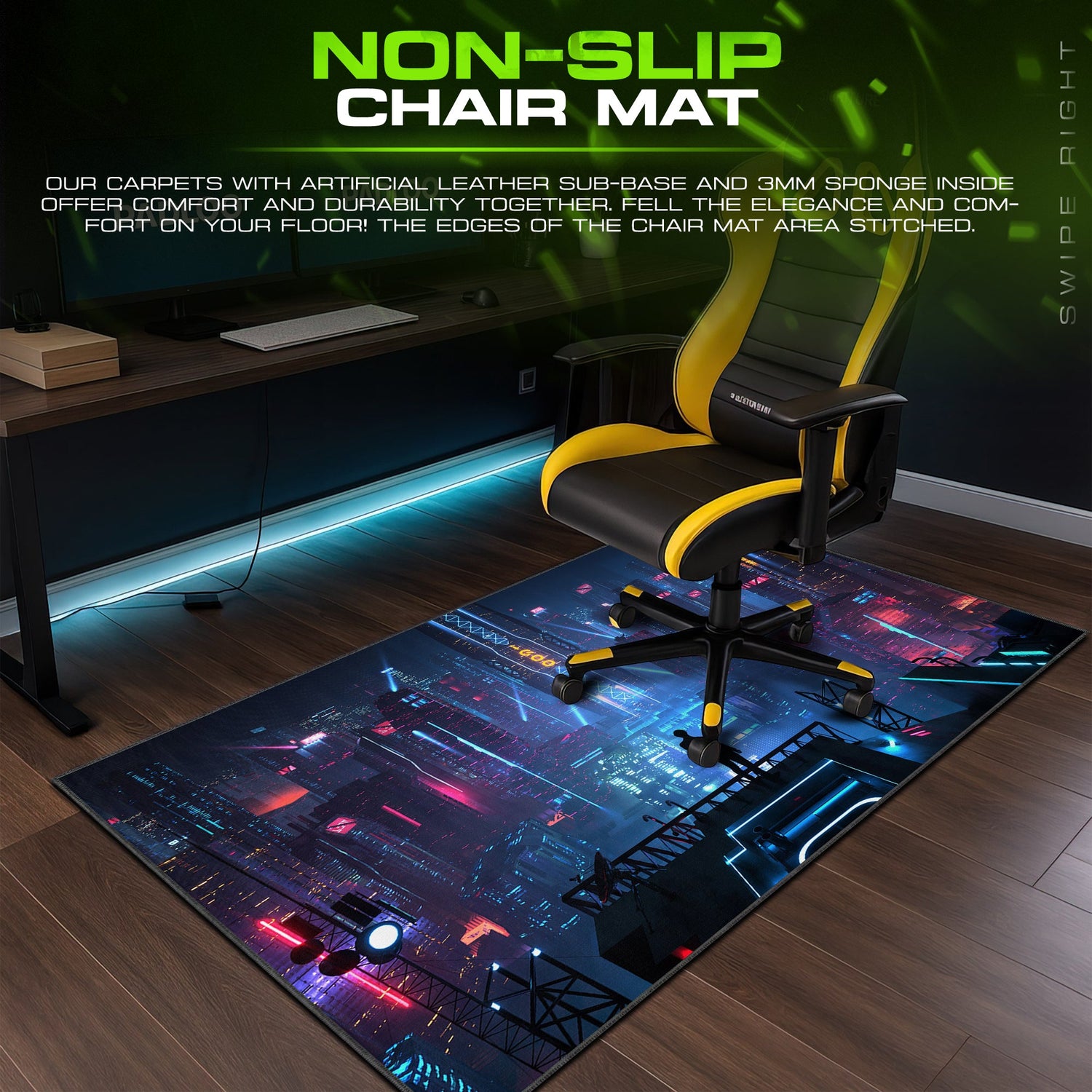 Cyberpunk Neon Skyline Vigil Mouse Pad – Gaming Desk Mat Padloom