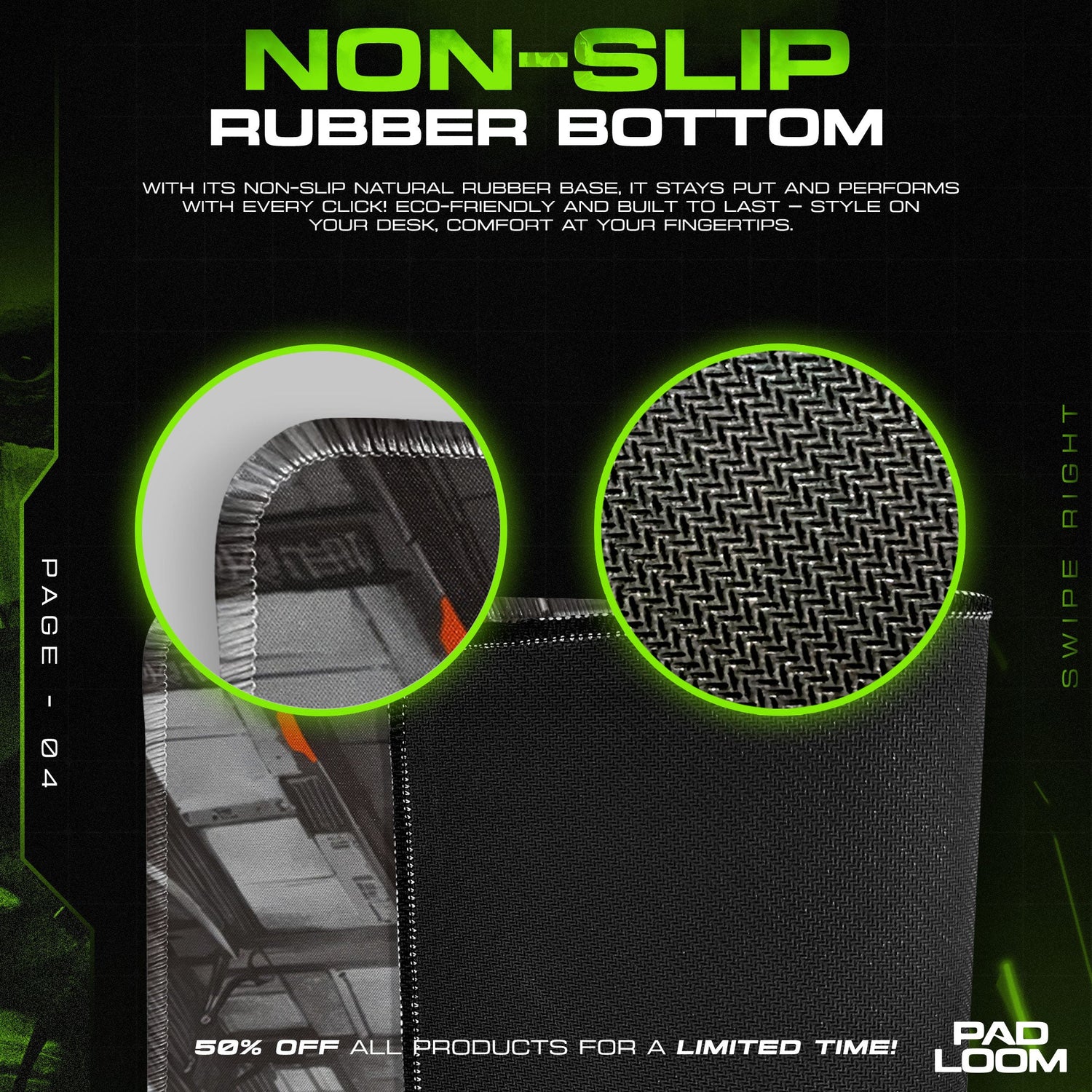 Cyberpunk Samurai Warrior Mouse Pad, Gamer Desk Mat Padloom