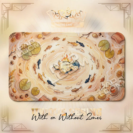 Cyndaquil Autumn Pokemon TCG playmat, 24x14 in mat design