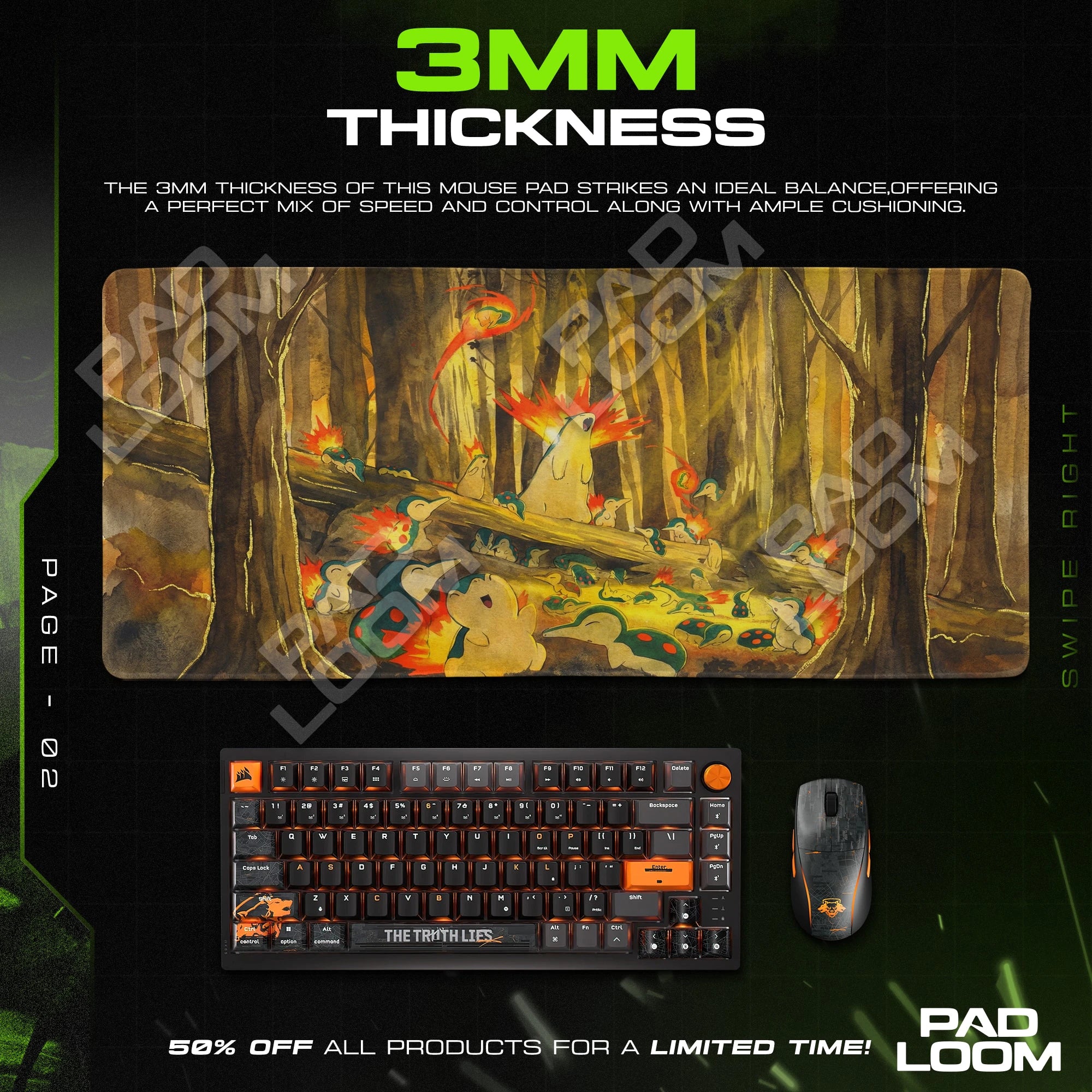 Cyndaquil Ember Forest Mouse Pad - Pokemon Desk Mat