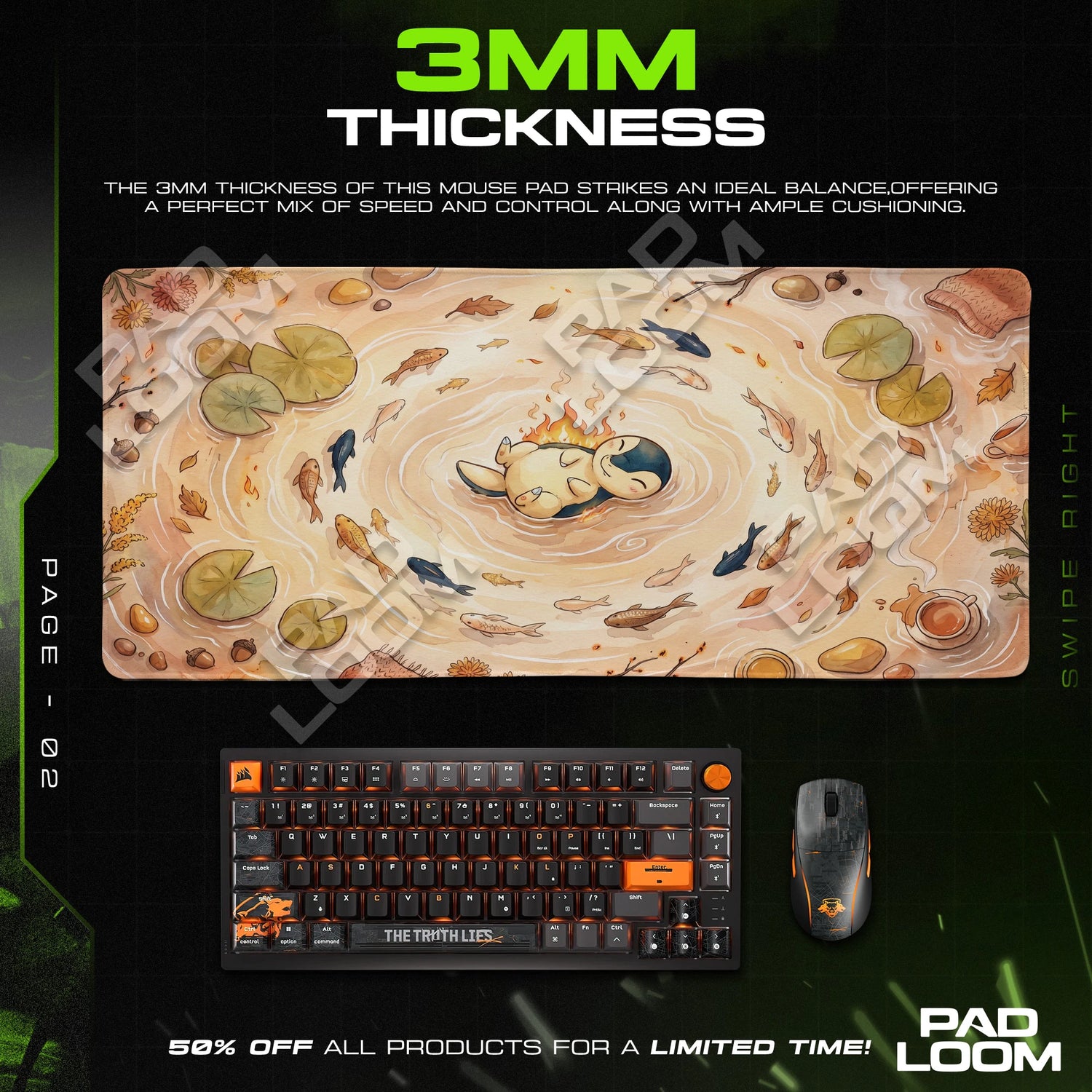 Cyndaquil Ember Pond Mouse Pad - Pokemon Desk Mat