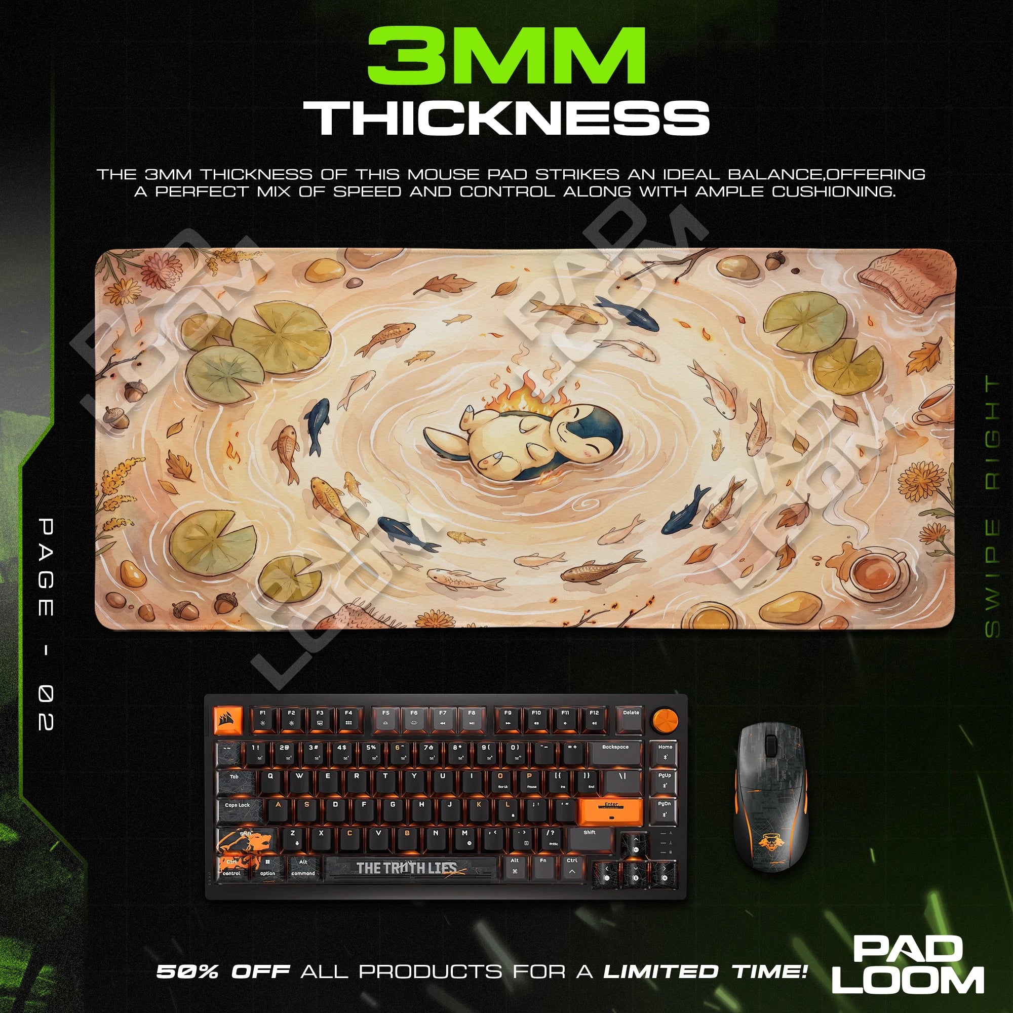 Cyndaquil Ember Pond Mouse Pad - Pokemon Desk Mat