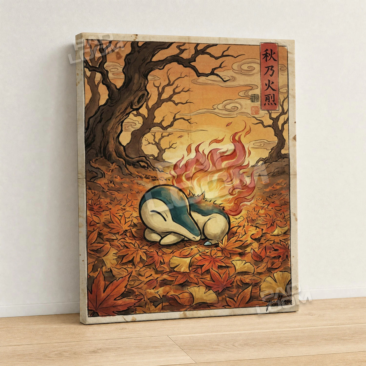 Cyndaquil Sleeping Pokemon canvas wall art - gallery-wrapped canvas print, side view