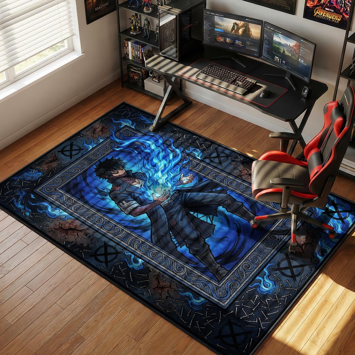 Dabi Blue Flame My Hero Academia Chair rug — main product view