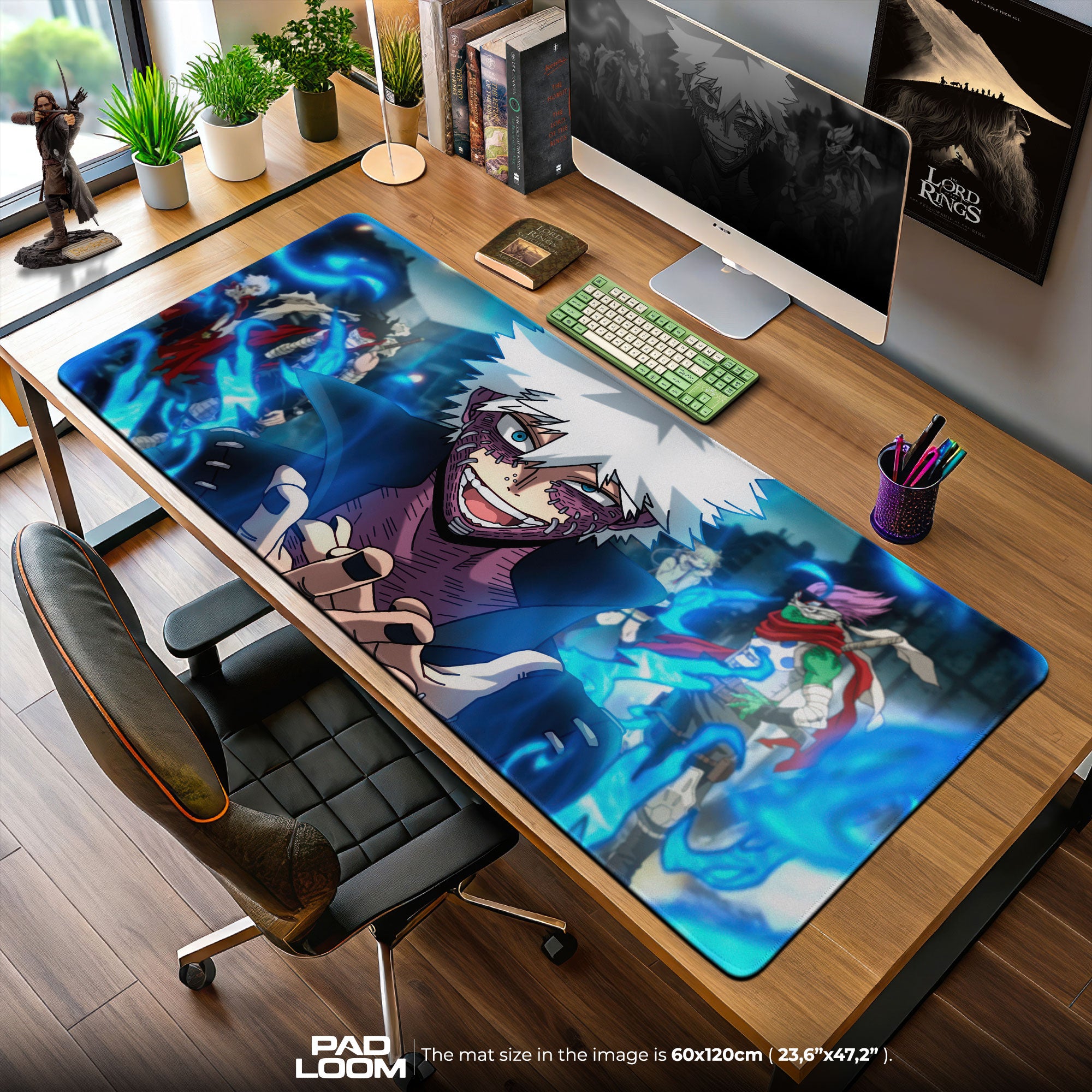 Dabi Blue Flames Mouse Pad, Villain Anime Desk Mat