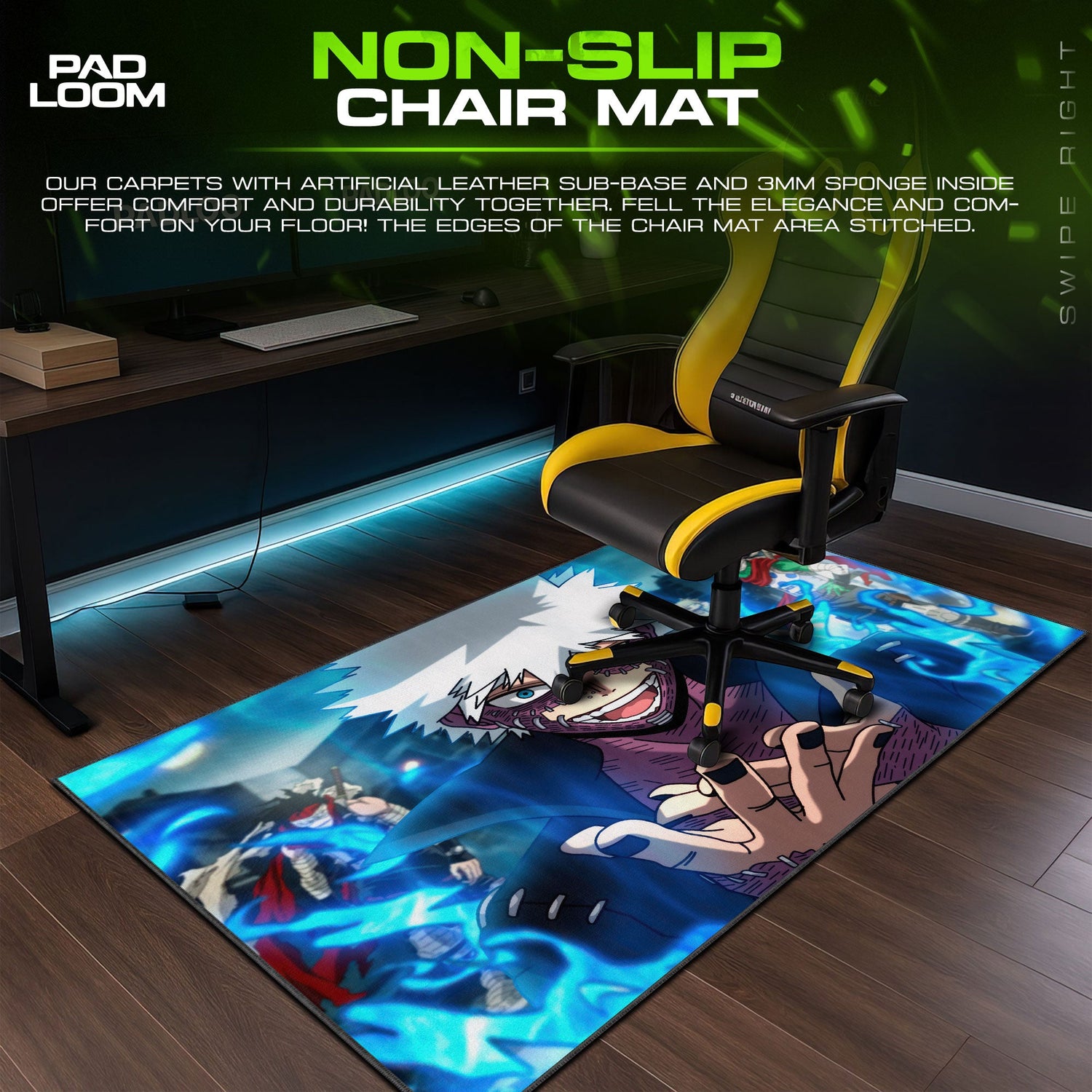Dabi Blue Flames Mouse Pad, Villain Anime Desk Mat Padloom