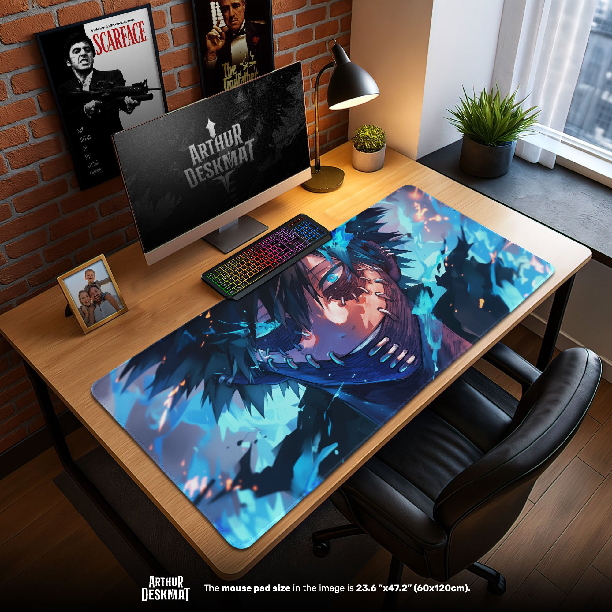 Dabi Mouse Pad, Blue Flames Gaming Desk Mat
