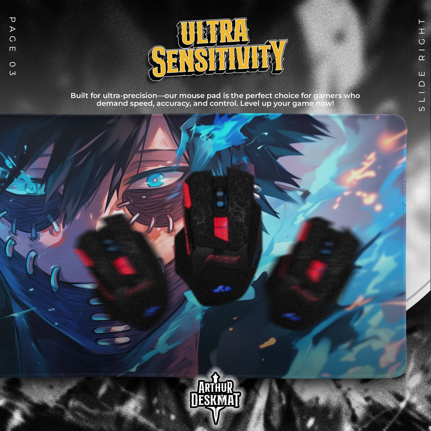 Dabi Mouse Pad, Blue Flames Gaming Desk Mat Padloom