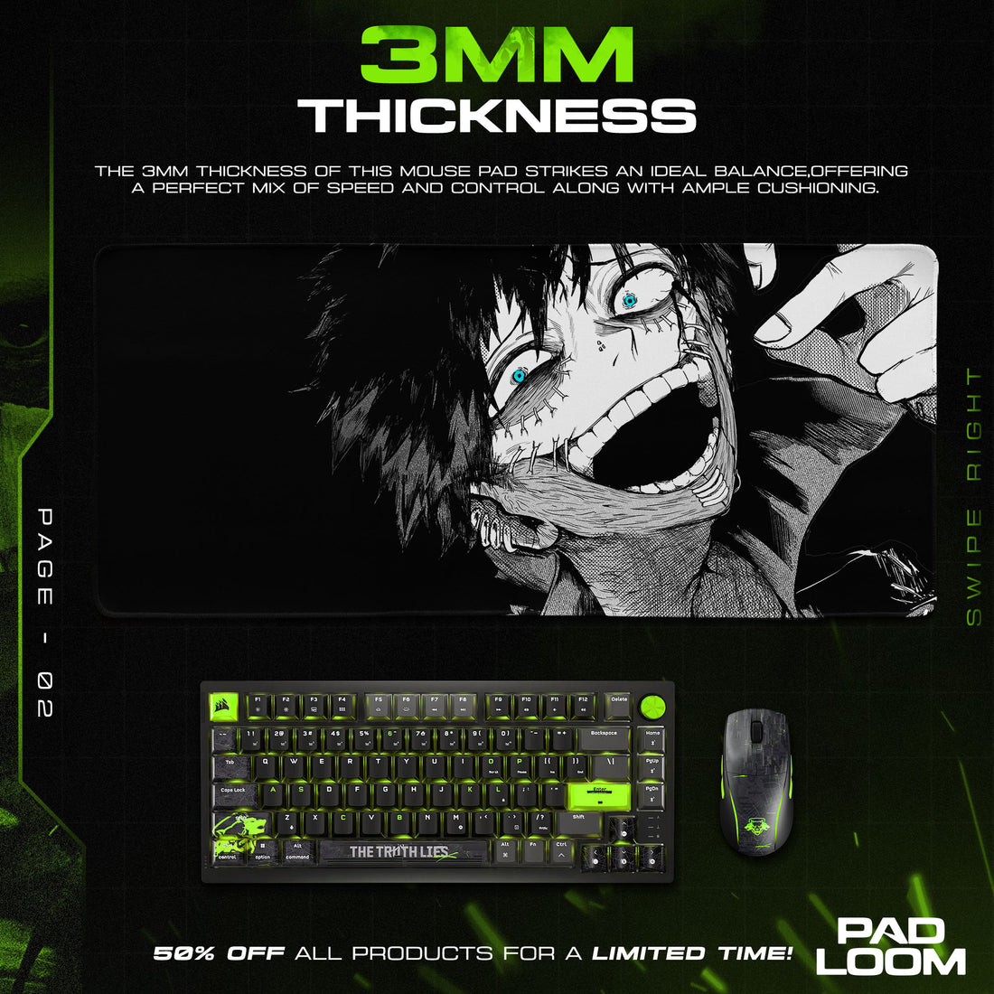Dabi Sinister Smile Mouse Pad, Anime Gaming Desk Mat