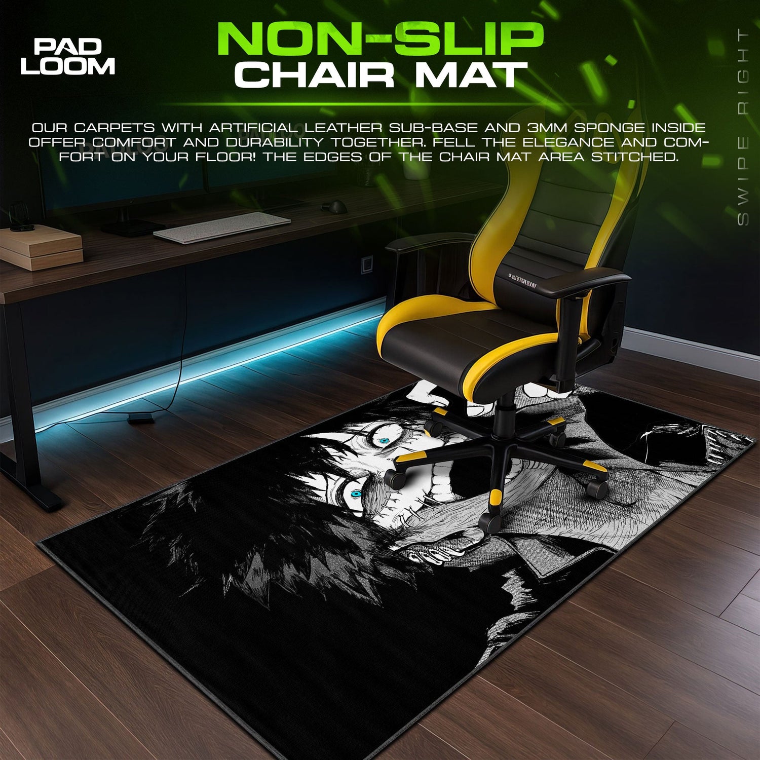 Dabi Sinister Smile Mouse Pad, Anime Gaming Desk Mat Padloom