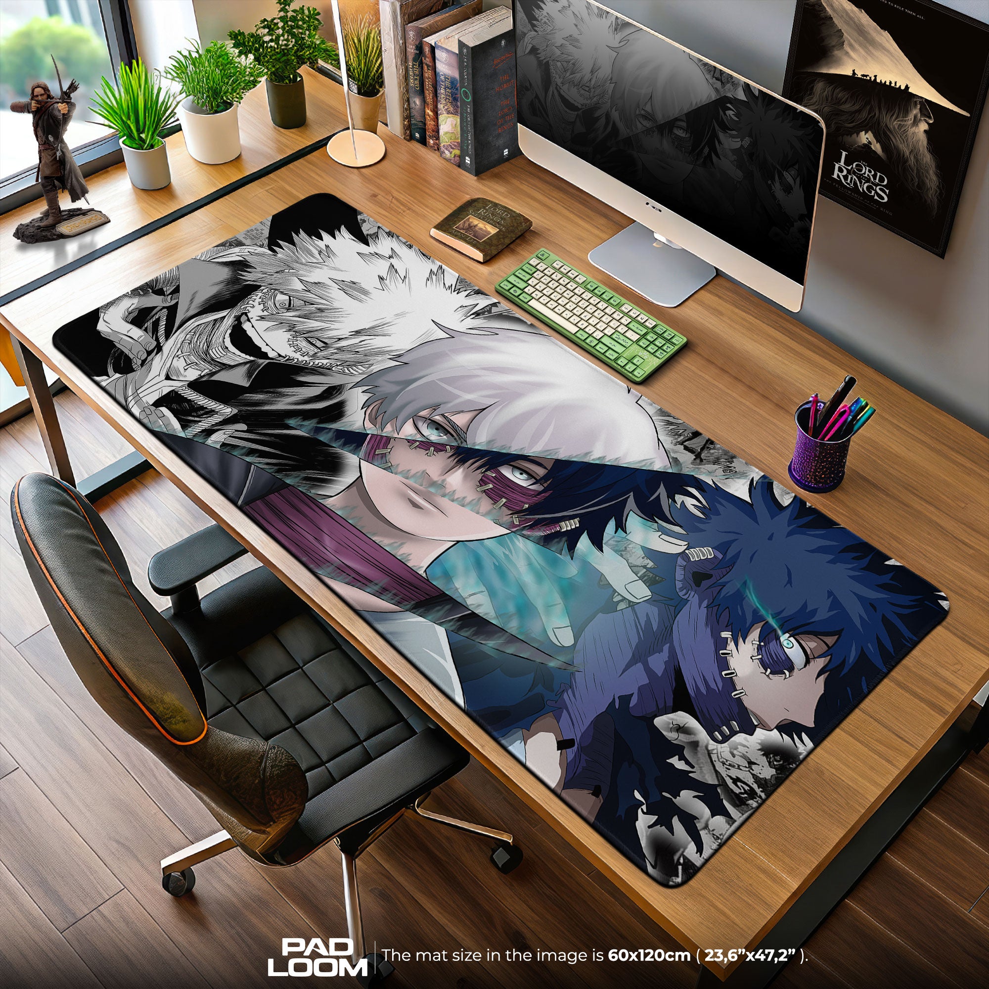 Dabi Split Identity Mouse Pad, Blue Flame Anime Desk Mat