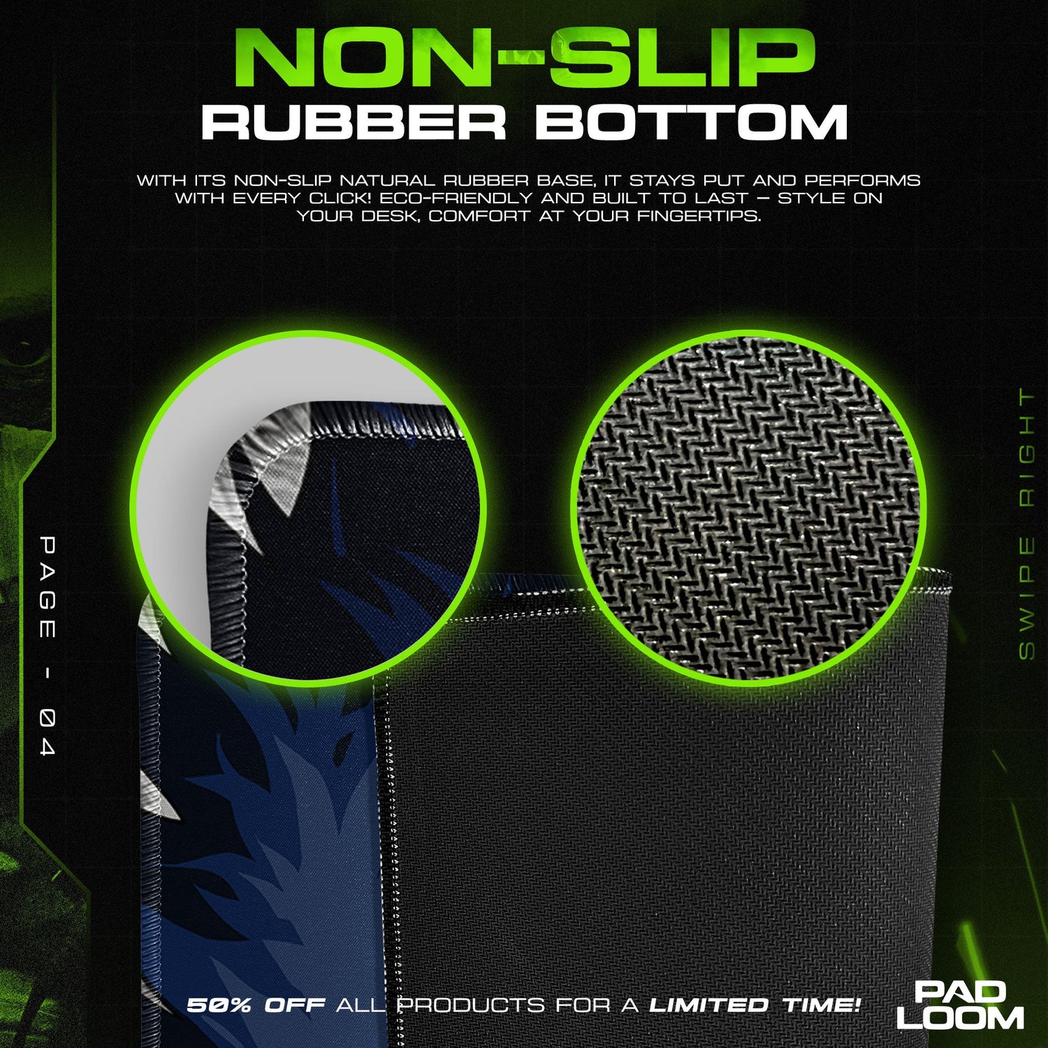 Dabi Split Identity Mouse Pad, Blue Flame Anime Desk Mat Padloom