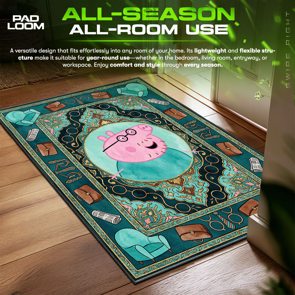Daddy Pig Kids Floor fan rug — premium quality print