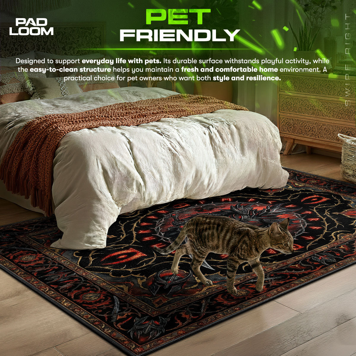 Daedric Warrior Oblivion Runes Rug - Skyrim Chair Mat