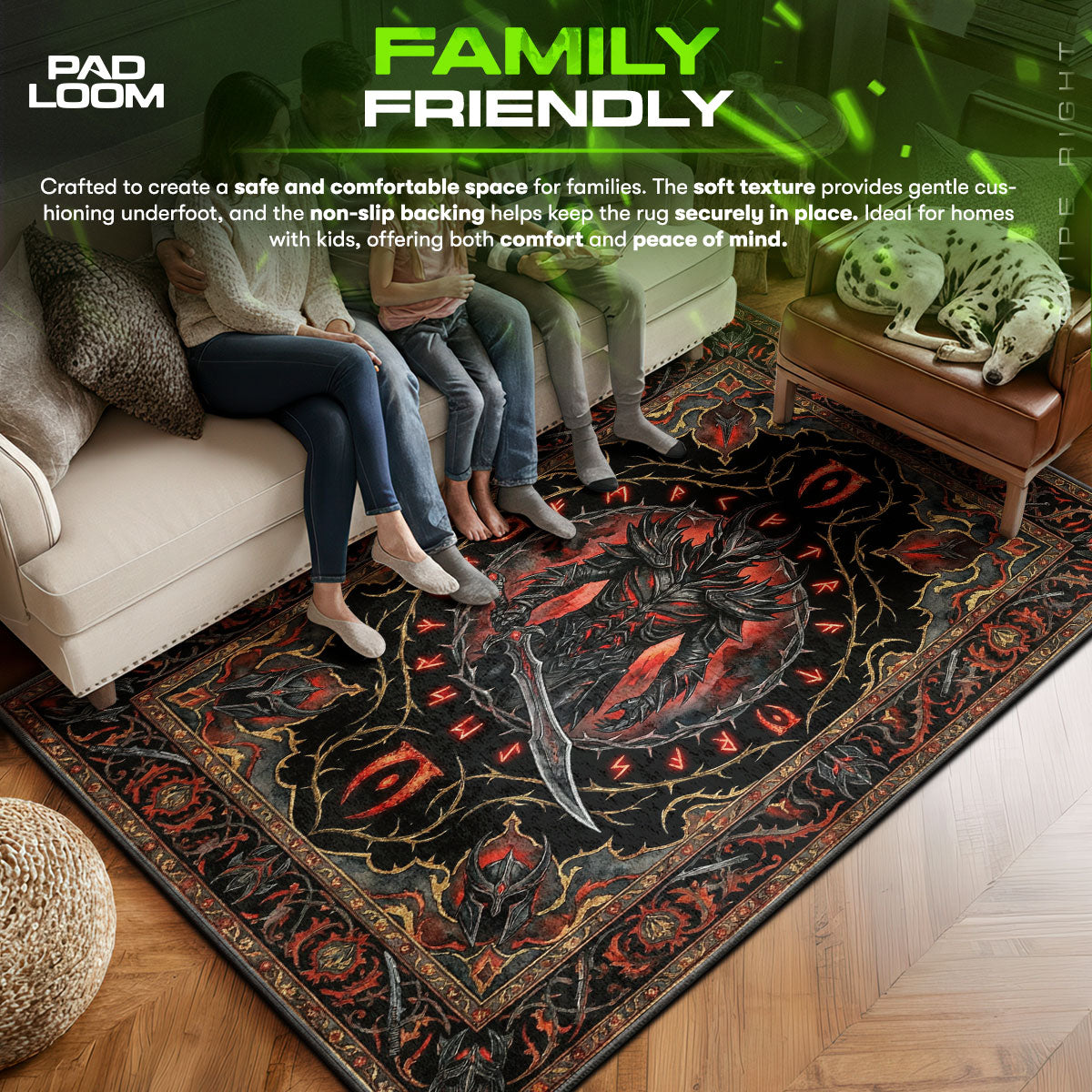 Daedric Warrior Oblivion Runes Rug - Skyrim Chair Mat