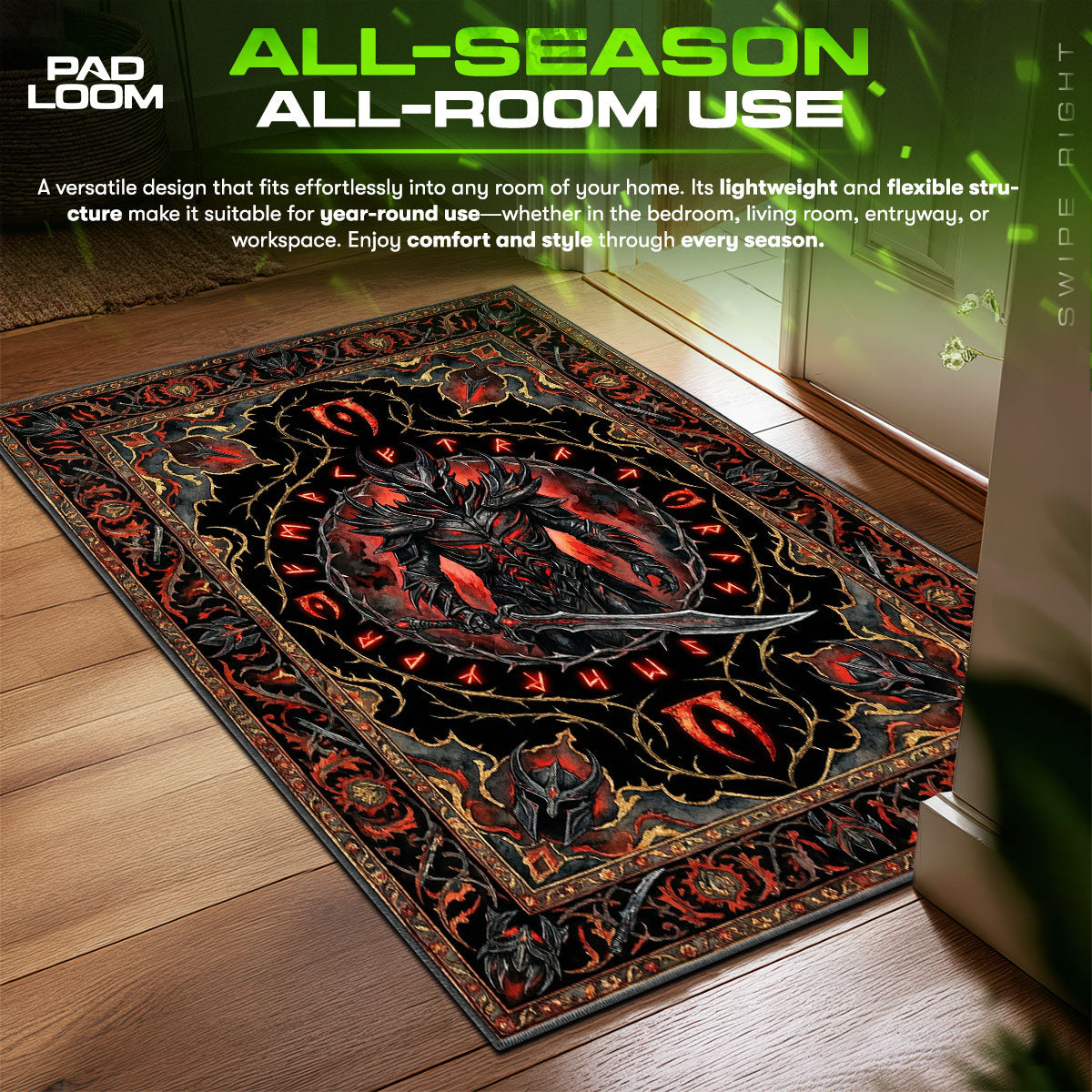 Daedric Warrior Oblivion Runes Rug - Skyrim Chair Mat