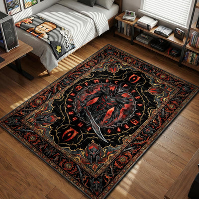 Daedric Warrior Oblivion Runes Rug - Skyrim Chair Mat