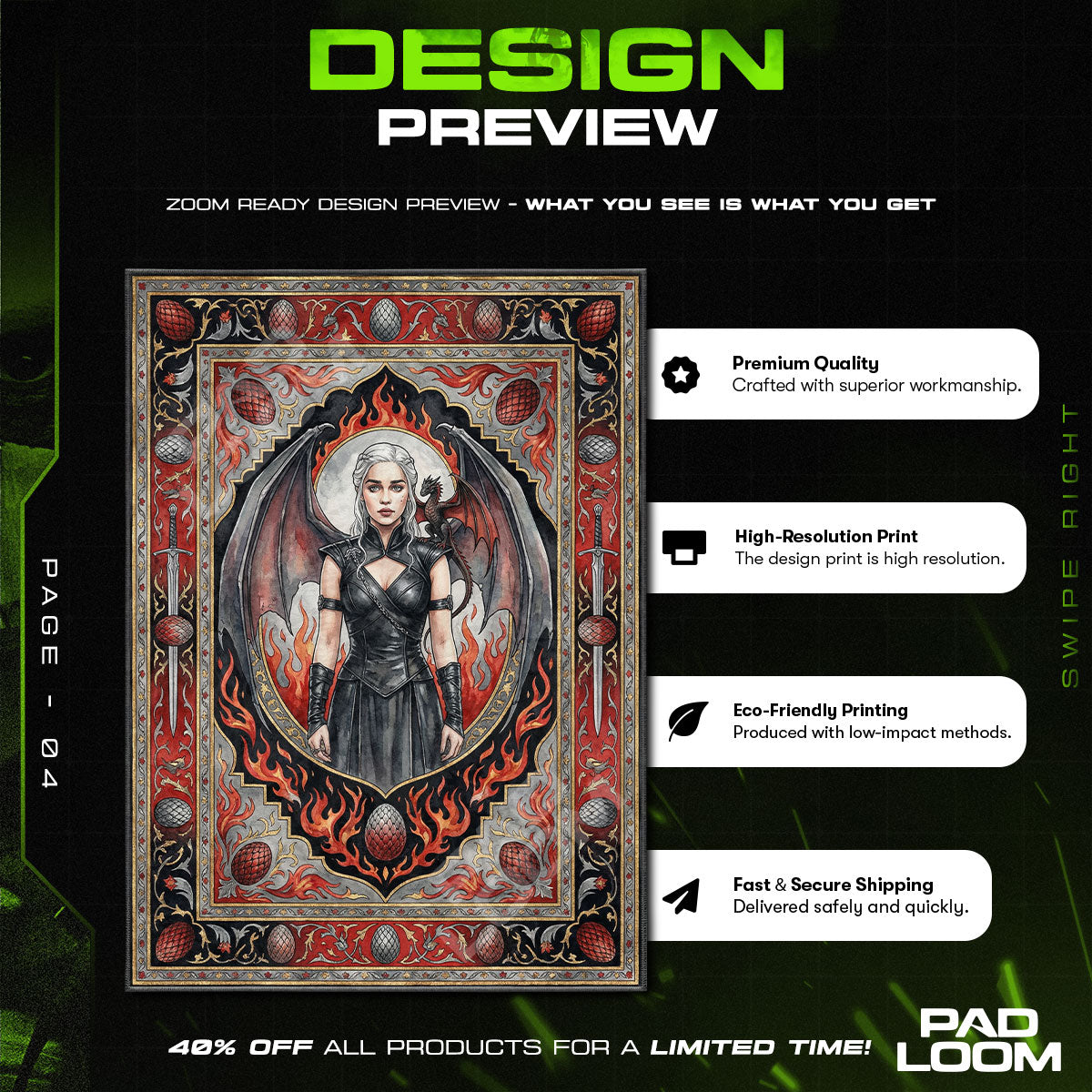 Room character design printed on rug